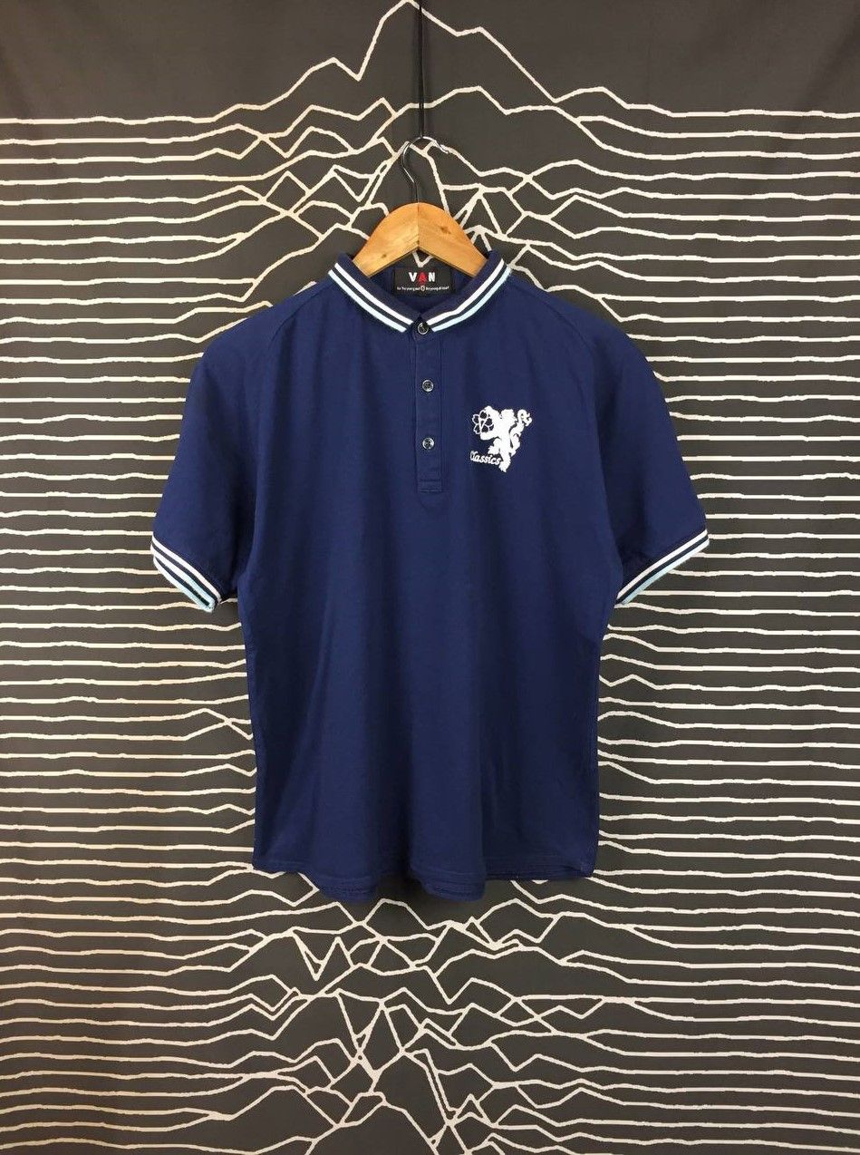 Japanese Brand VAN JAC Japan Embroidered Logo Tipped Mock Neck Polo Shirt Size US L / EU 52-54 / 3 - 2 Thumbnail