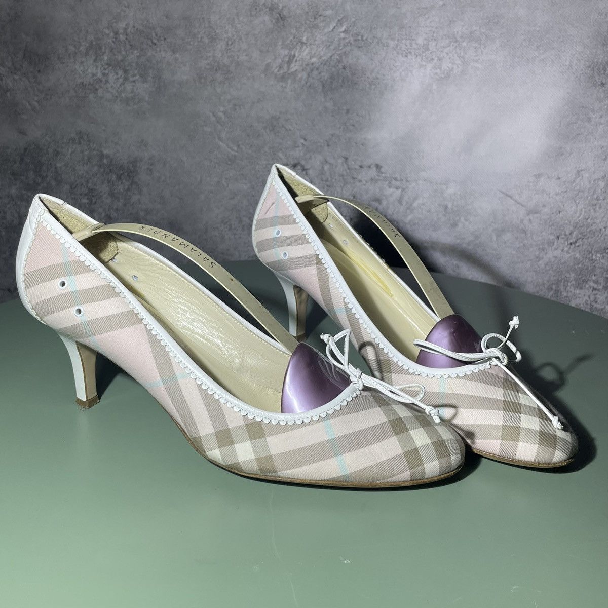 Burberry Vintage Burberry Heels Pink/Brown Nova Check Canvas Pumps Size US 10.5 / IT 40.5 - 2 Thumbnail