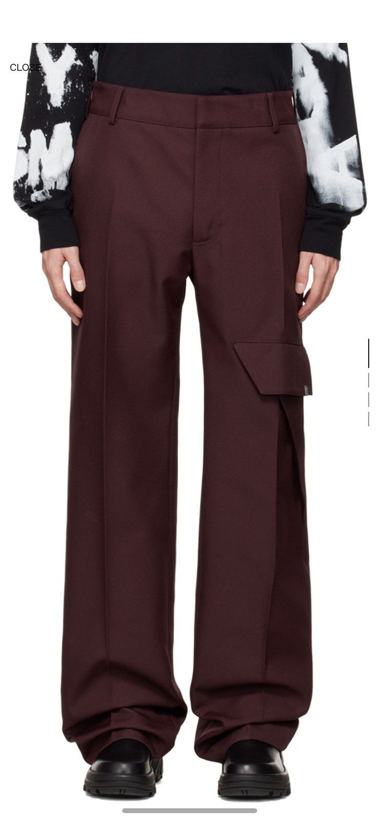 1017 ALYX 9SM Alyx “Burgundy Tailoring Work Cargo Pants” Size US 31 - 1 Thumbnail
