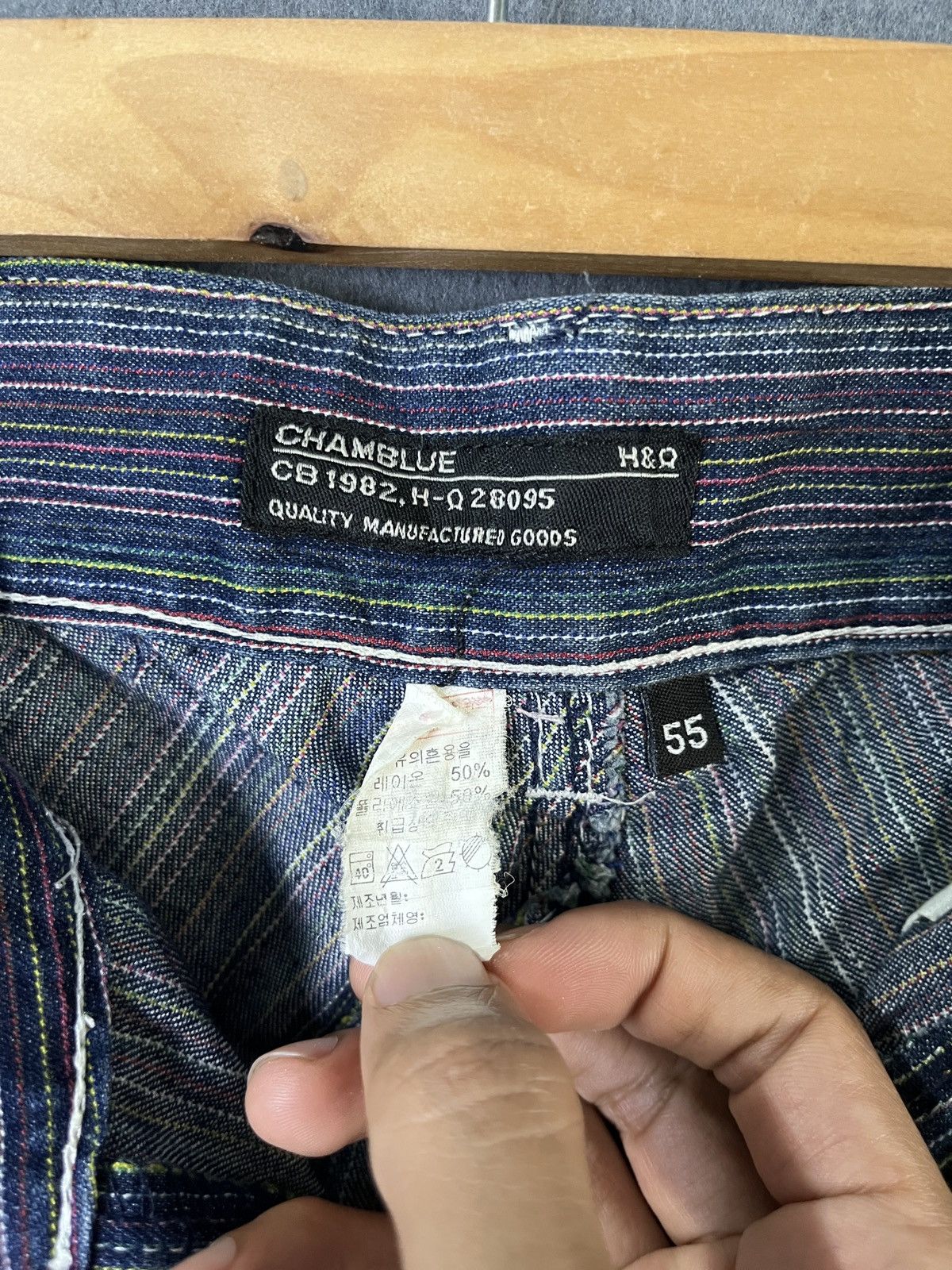 Japanese Brand × Vintage Chamblue Stripes Hickory Denim Jeans Size 29" - 9 Thumbnail