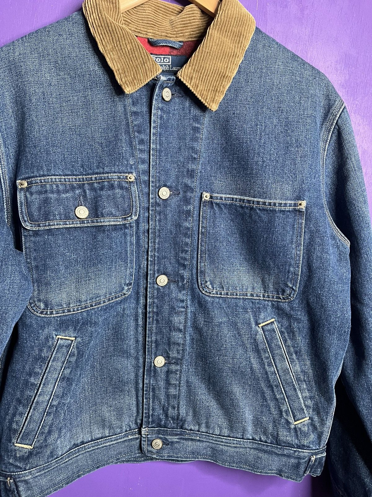Polo Ralph Lauren × Vintage Vintage 90s Polo Ralph Lauren blanket lined denim jacket Size US M / EU 48-50 / 2 - 3 Thumbnail