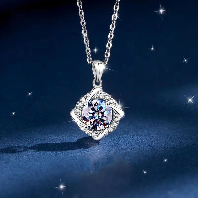 Jewelry × Sterling Silver 925 Sterling Silver Moissanite Windmill Pendant Necklace Size ONE SIZE - 4 Thumbnail