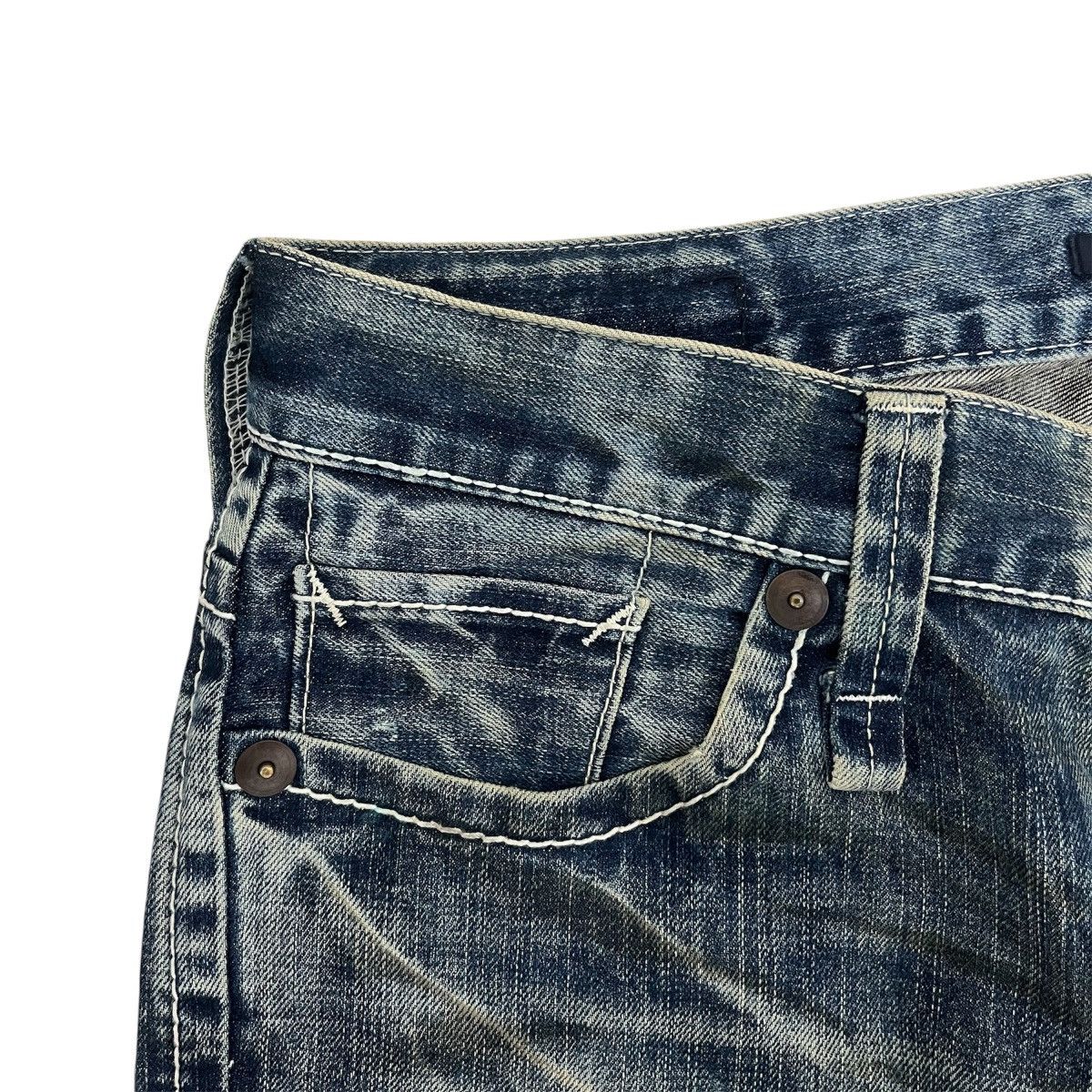 If Six Was Nine FLARED BLUE WAY CLAWMARK DISTRESSED DENIM PANT BOOTCUT JEANS Size US 32 / EU 48 - 5 Thumbnail