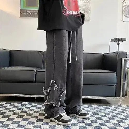 Other Star Embroidered Jeans Retro Washed Loose Wide Leg Pants Size US 30 / EU 46 - 3 Thumbnail