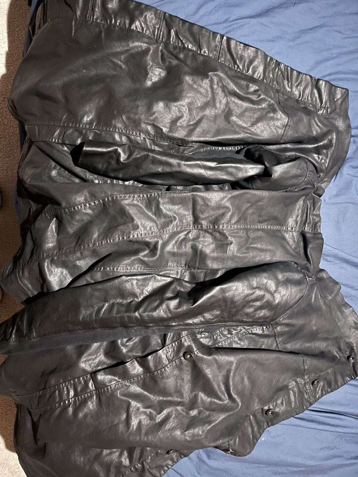 Rick Owens Drkshdw RODRKSHDW AW13 "PLINTH" Leather Sleeve Waxed Exploder Jacket Size US XS / EU 42 / 0 - 2 Thumbnail