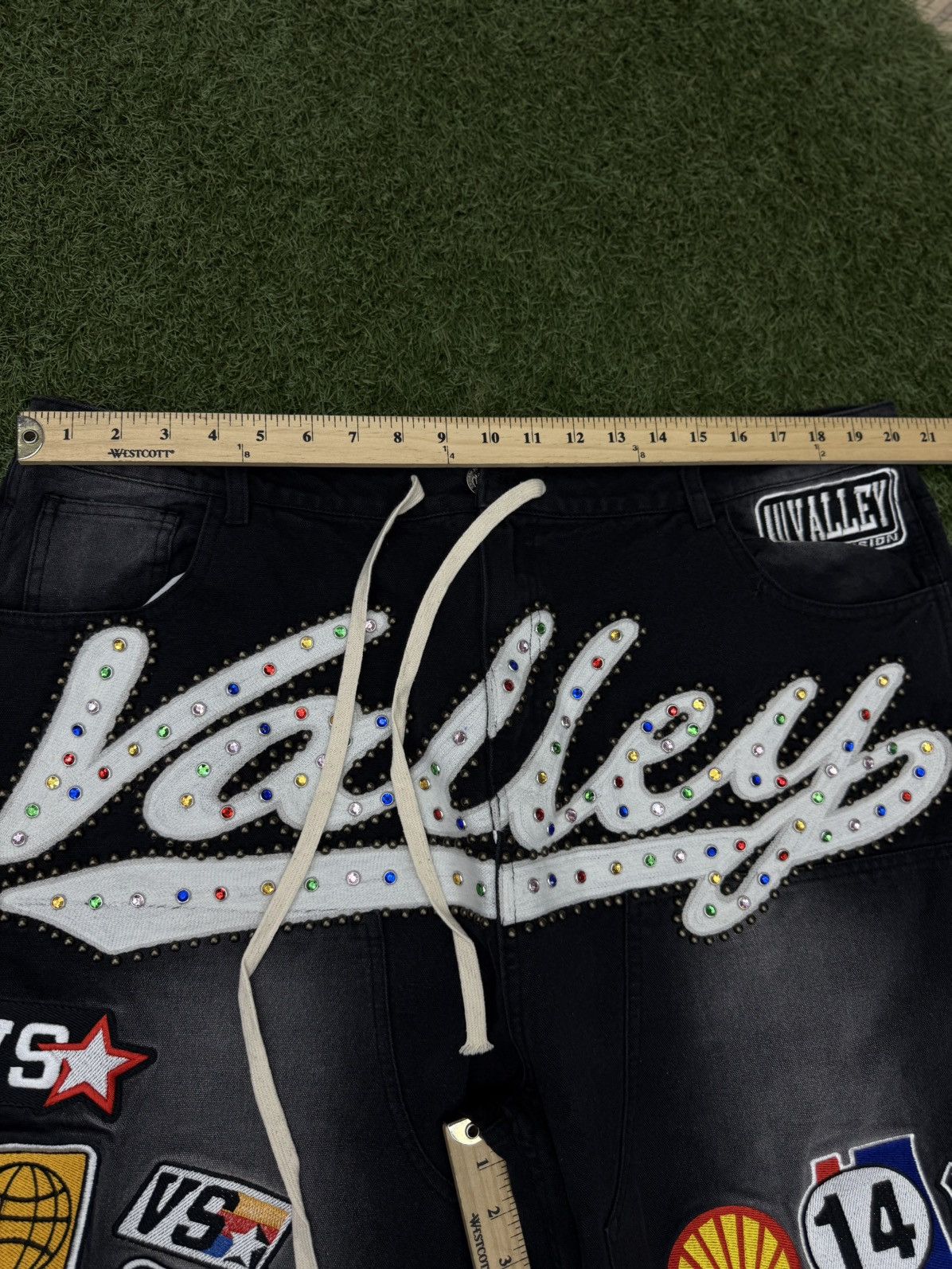 Vale Valley Baggy Patchwork Denim Black Jeans Size 38 (NEW) Size US 38 / EU 54 - 7 Thumbnail