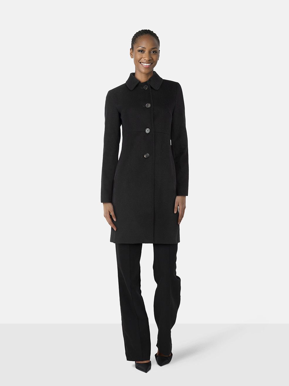 Max Mara Black Wool Long Coat Size S / US 4 / IT 40 - 1 Thumbnail