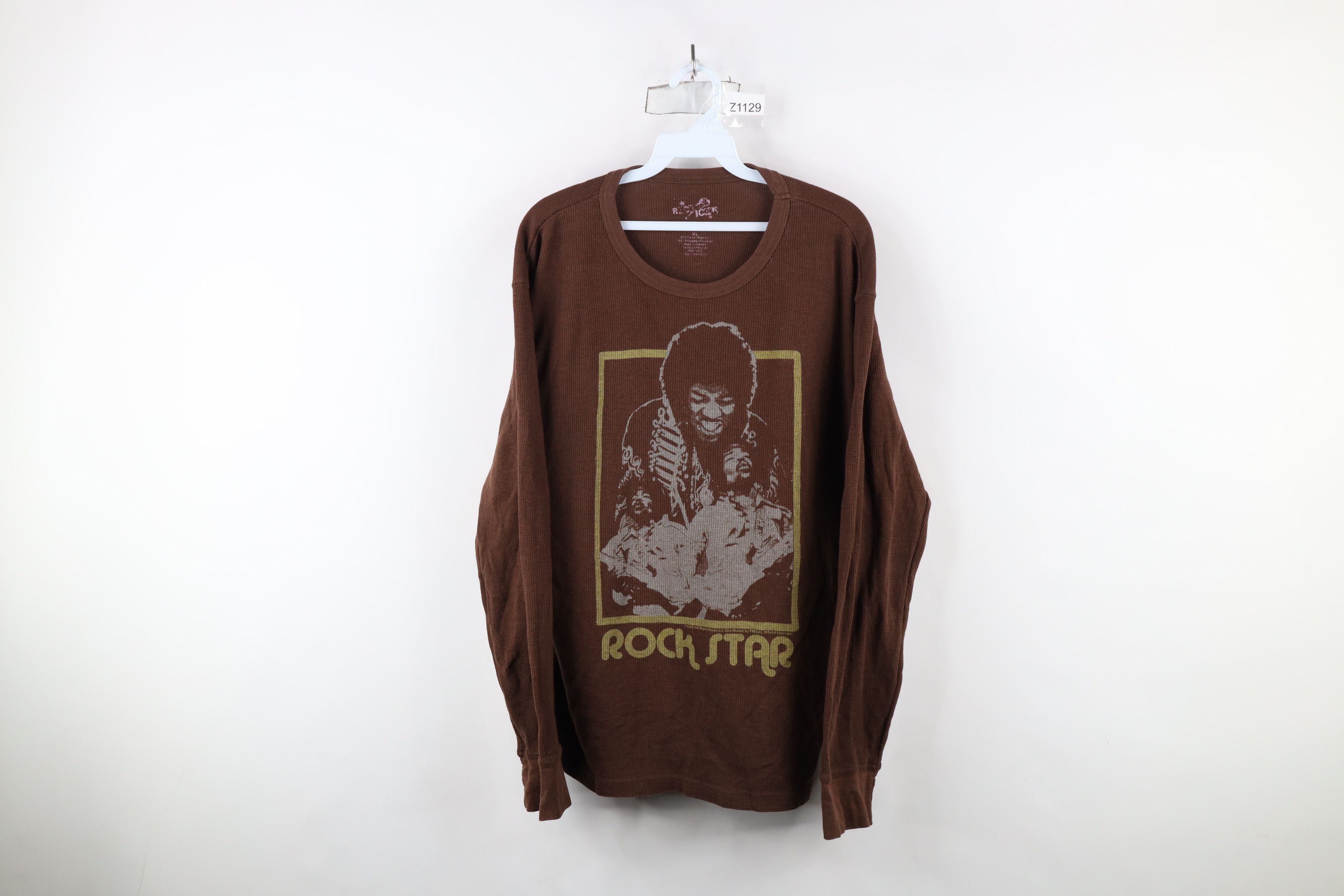 Vintage Vintage 90s Y2K Jimi Hendrix Waffle Knit Long Sleeve T-Shirt Size US XL / EU 56 / 4 - 1 Thumbnail