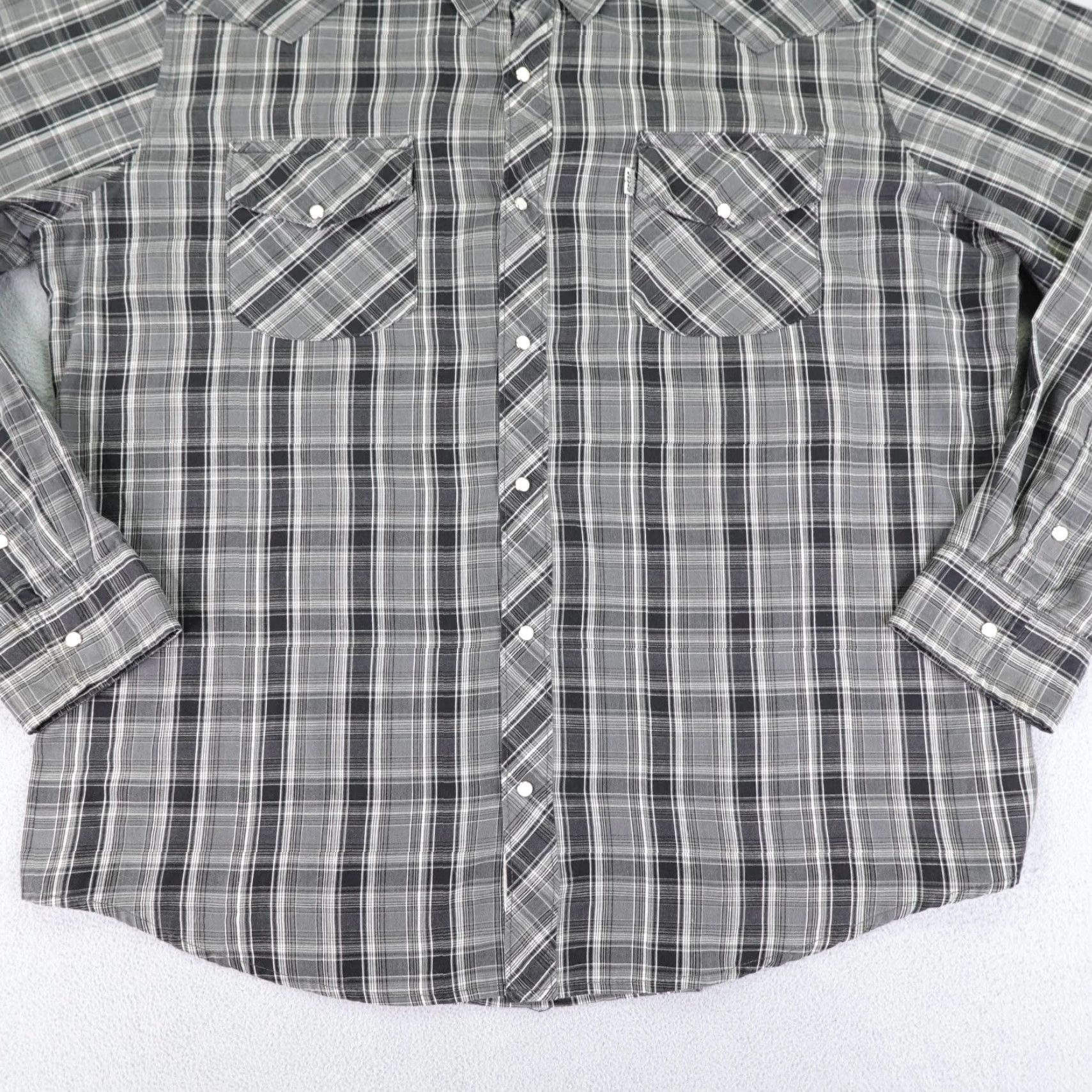 Levi's VINTAGE Levi's Shirt Mens XL Gray Plaid Western Pearl Snap White Tab Rodeo Rancher Cowboy Size US XL / EU 56 / 4 - 5 Thumbnail