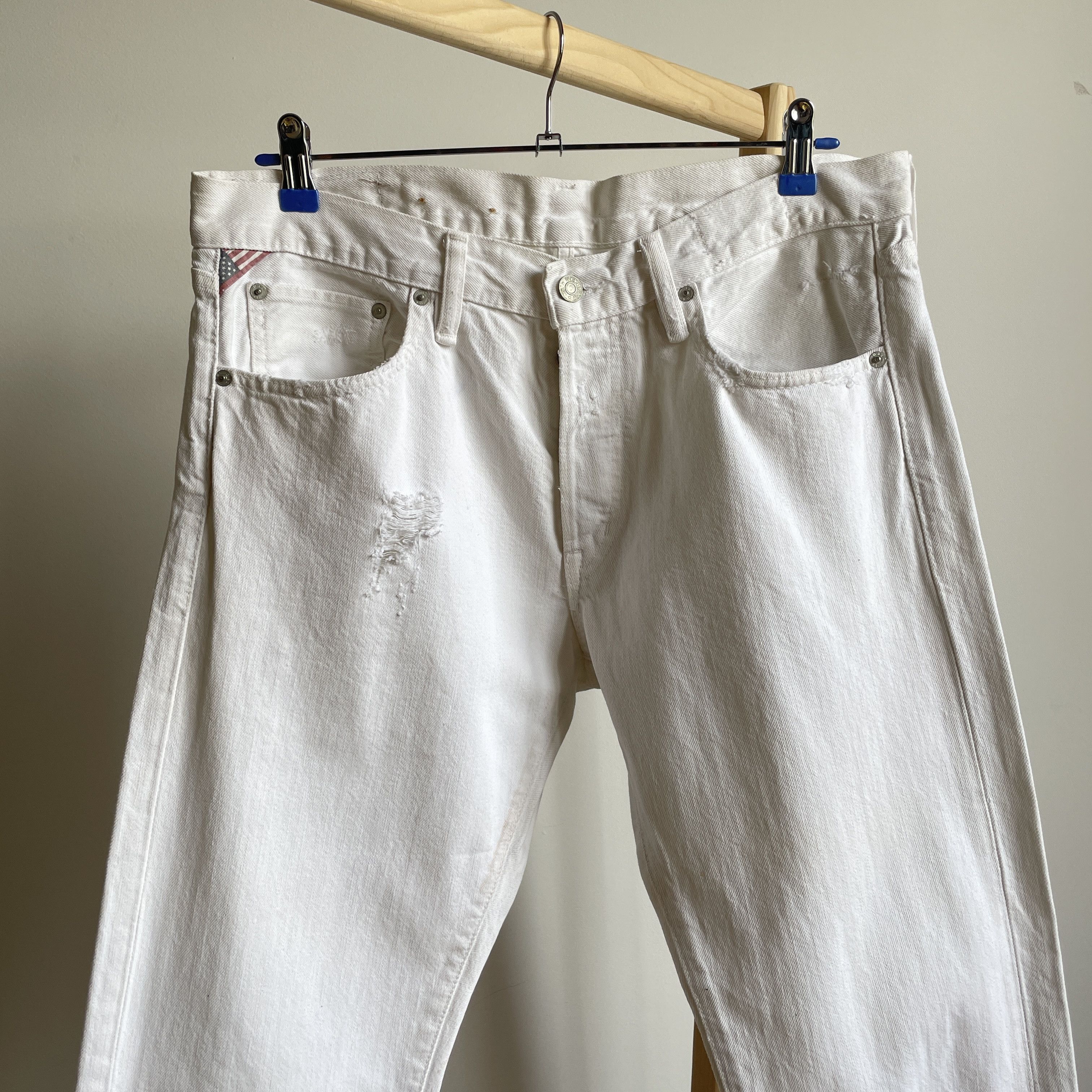 Denim & Supply Ralph Lauren Denim And Supply Ralph Lauren Distressed Slim White Denim Size US 33 - 3 Thumbnail