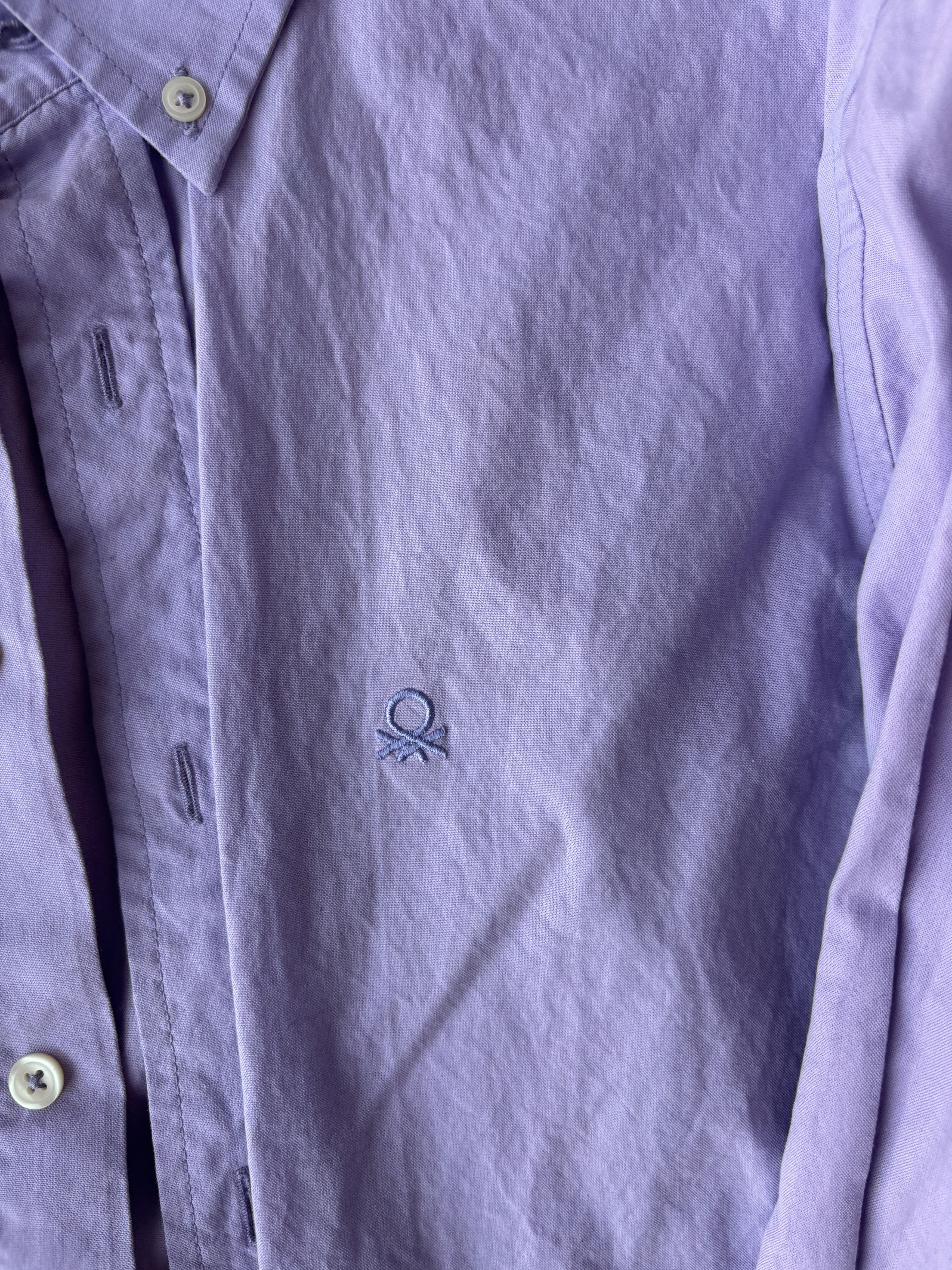 Benetton Lavender Button-Down Shirt Size US M / EU 48-50 / 2 - 3 Thumbnail