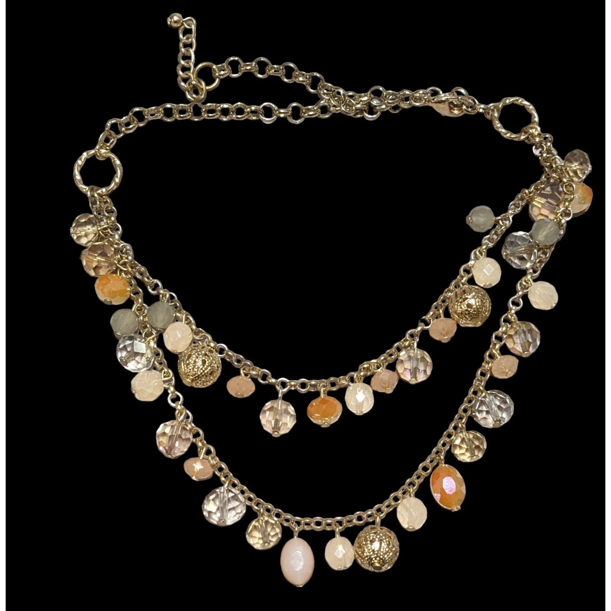 Other Peach And Gold Multilayer Beaded Necklace Size ONE SIZE - 1 Thumbnail
