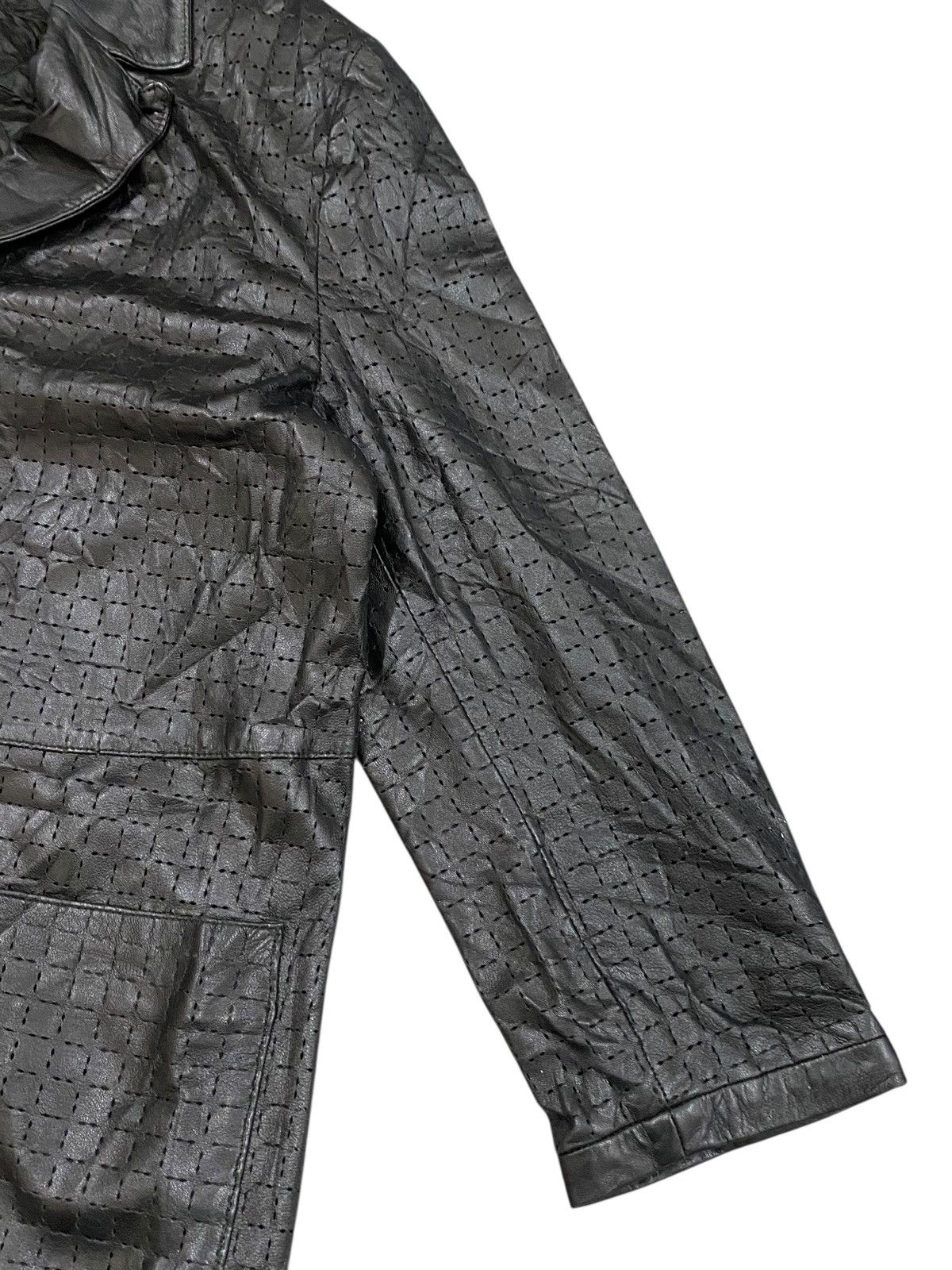 Vera Pelle Vtg Exploit Textured Leather Coat Avant Garde Matrix Trench Size US M / EU 48-50 / 2 - 5 Thumbnail