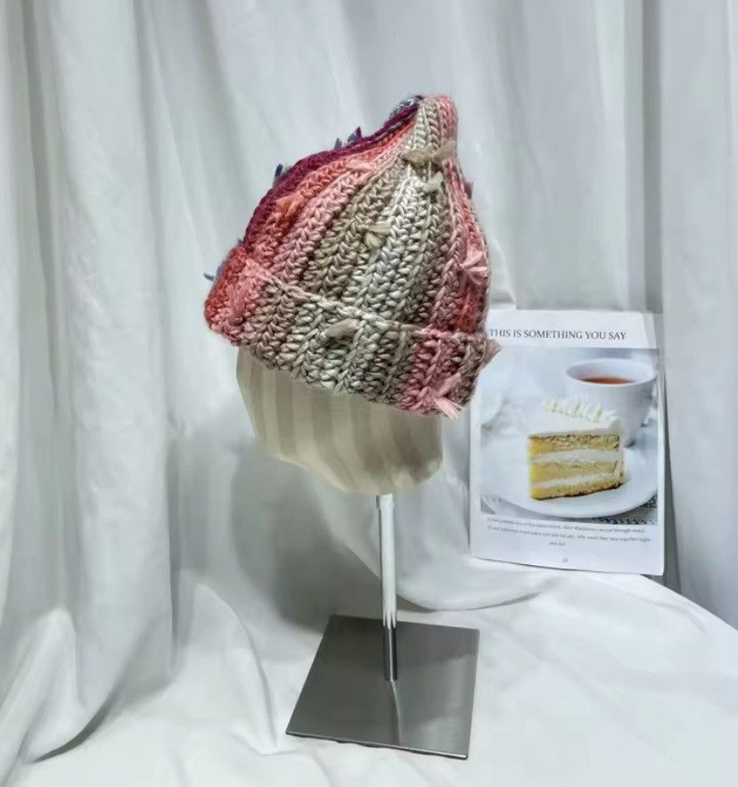 Japanese Brand Niche Colored Fringed Wool Beanie Hat Size ONE SIZE - 3 Thumbnail