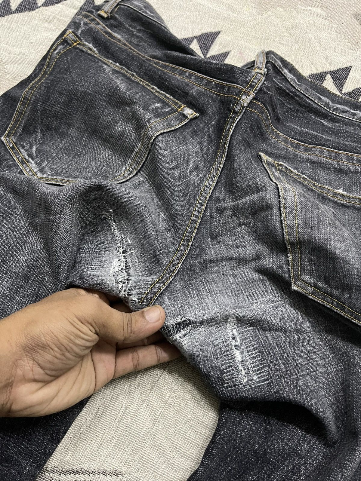 If Six Was Nine 2000s BLUE WAY DISTRESSED MUDMAD IF6WAS9 STYLE DENIM JEANS Size US 32 / EU 48 - 20 Thumbnail