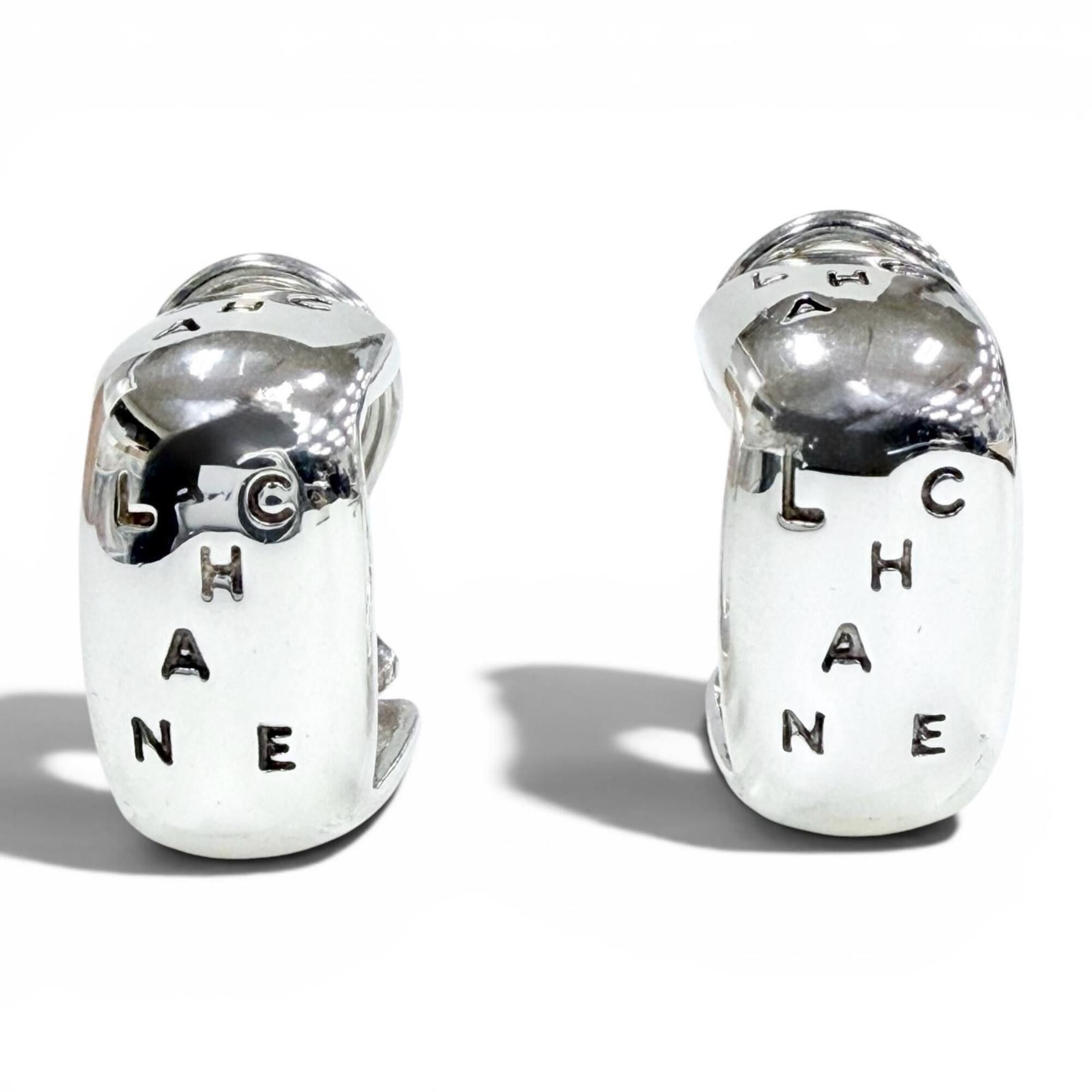 Chanel CHANEL Vintage 925 Sterling Silver Clip-On Earrings (for both ears), Logo Engraved, Weight 12.7g, Women's. Size ONE SIZE - 1 Thumbnail