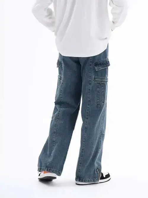 Japanese Brand Harajuku Streetwear Pockets Baggy Jeans Size US 33 - 3 Thumbnail