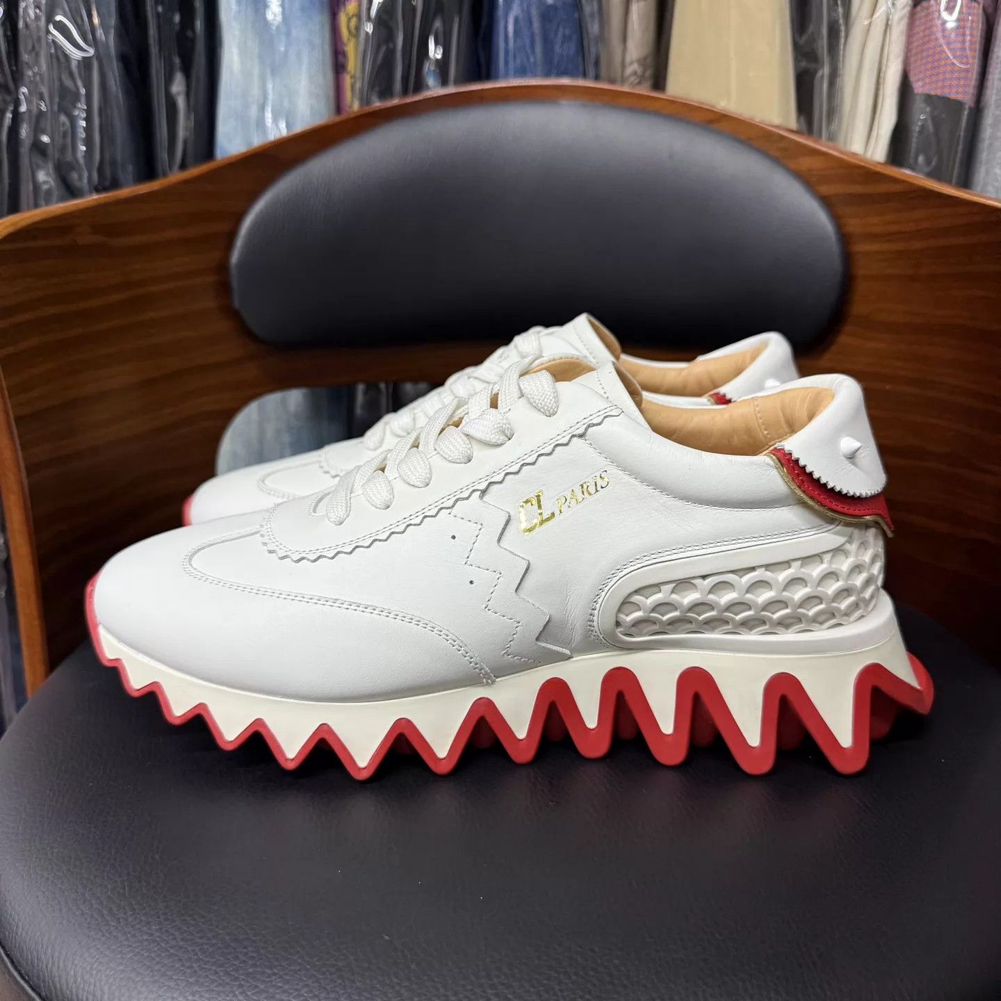 Christian Louboutin CL White Leather Red Sole Sneaker 40 Like New Size US 7 / EU 40 - 6 Thumbnail