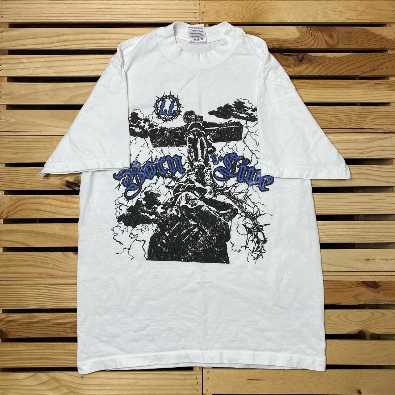 Other "Born To Live" White Crucifixion Jesus Tee Size Medium Size US M / EU 48-50 / 2 - 1 Thumbnail