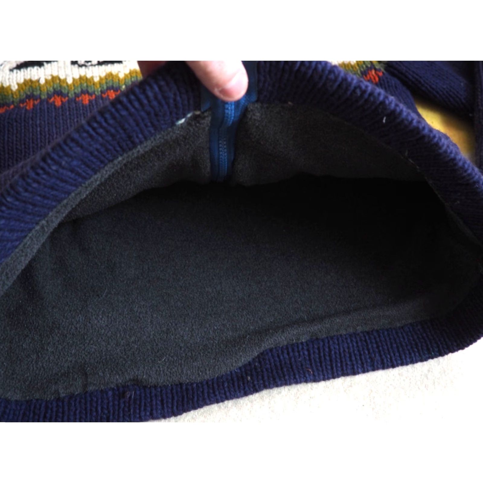 Vintage VTG Navy Blue Wave Hooded Full Zip Wool Fleece Lined Cowichan Sweater Womens M Size M / US 6-8 / IT 42-44 - 5 Thumbnail