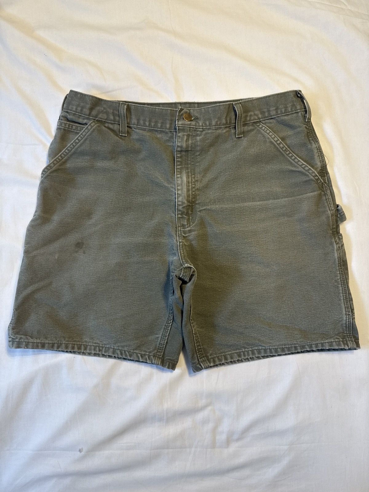 Carhartt Vintage 90s Carhartt Green Canvas Work Shorts Size US 34 / EU 50 - 1 Thumbnail