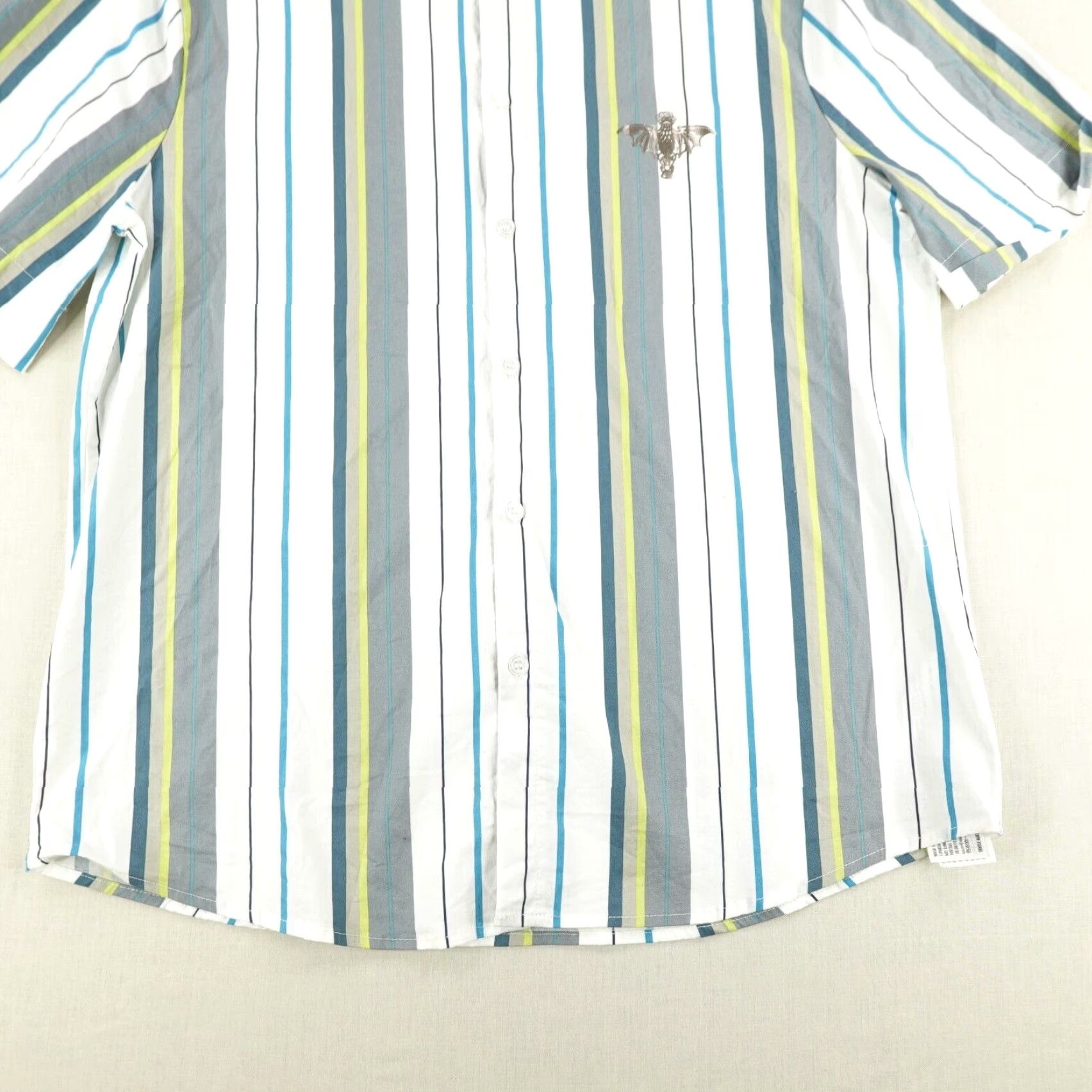 Disney VINTAGE Disney Men's Short Sleeve Shirt Medium White Blue Stripes Halloween Horror Casual Size US M / EU 48-50 / 2 - 5 Thumbnail