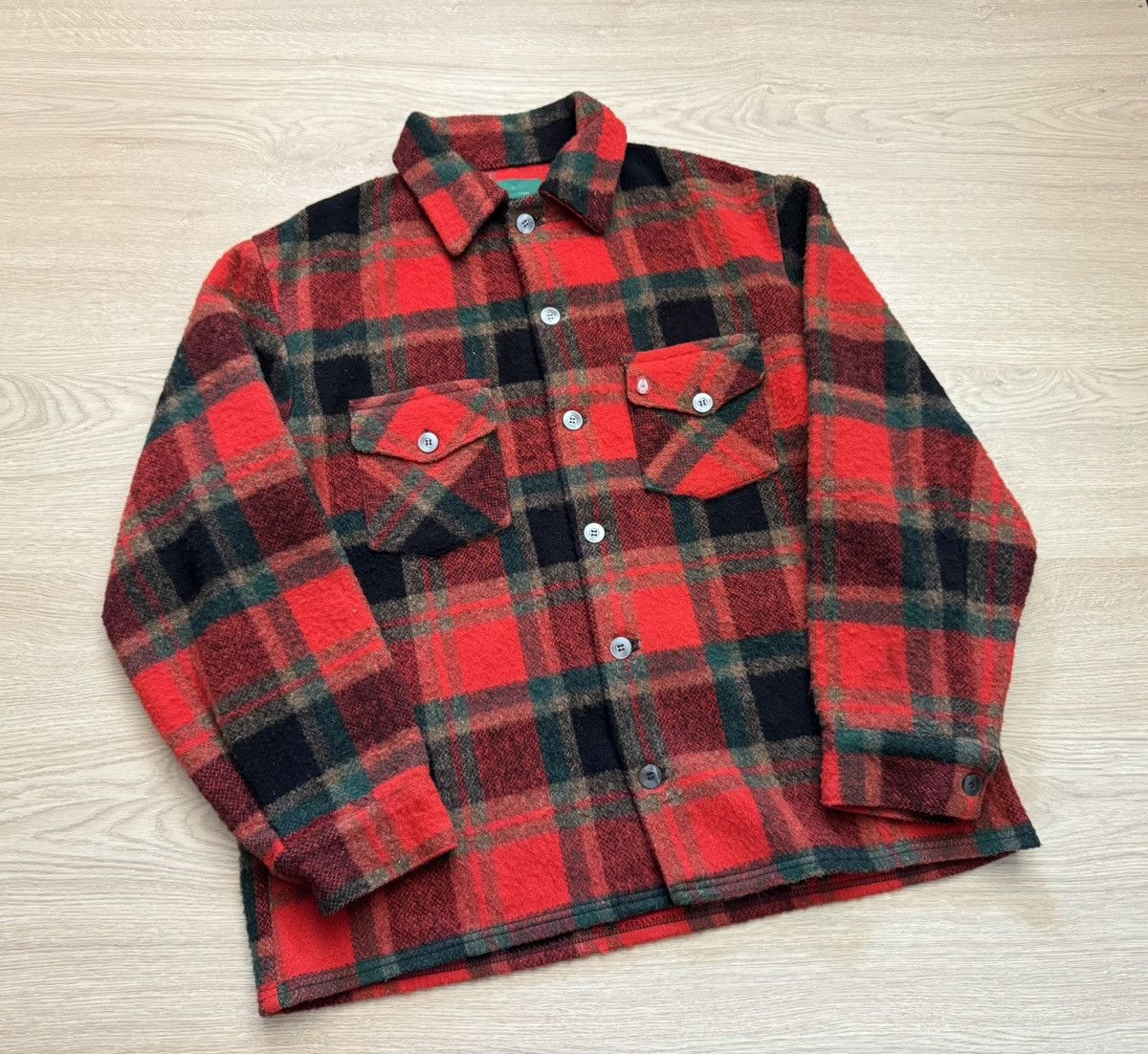 Vintage Vintage 90’s Lumberjack Wool Hunting Red Jacket Size US XL / EU 56 / 4 - 1 Thumbnail