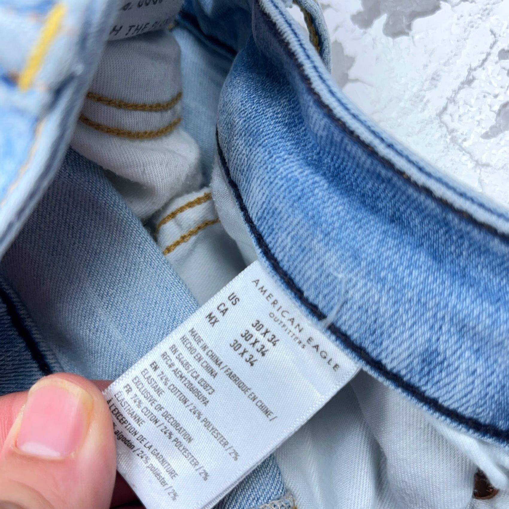 American Eagle Outfitters American Eagle Jeans Men 30x34 Athletic Skinny Fit Light Wash Blue 5-Pocket Denim Size US 30 / EU 46 - 4 Thumbnail