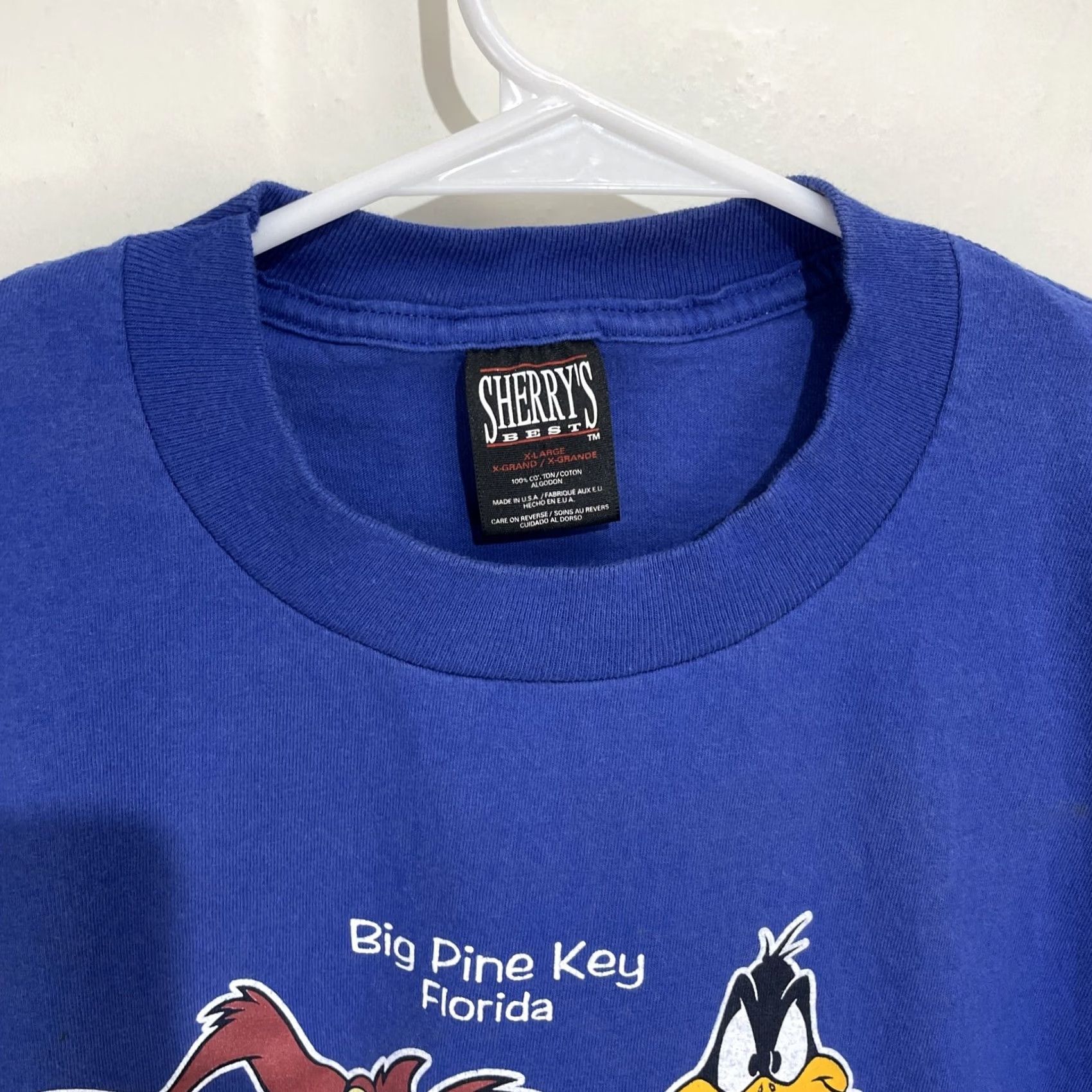 Vintage VINTAGE Looney Tunes T-Shirt Men XL Blue 90s Bugs Bunny Tweety Daffy Shirt Crew Neck Short Sleeve Cartoon Graphic Print Scene Florida LL Size US XL / EU 56 / 4 - 3 Thumbnail