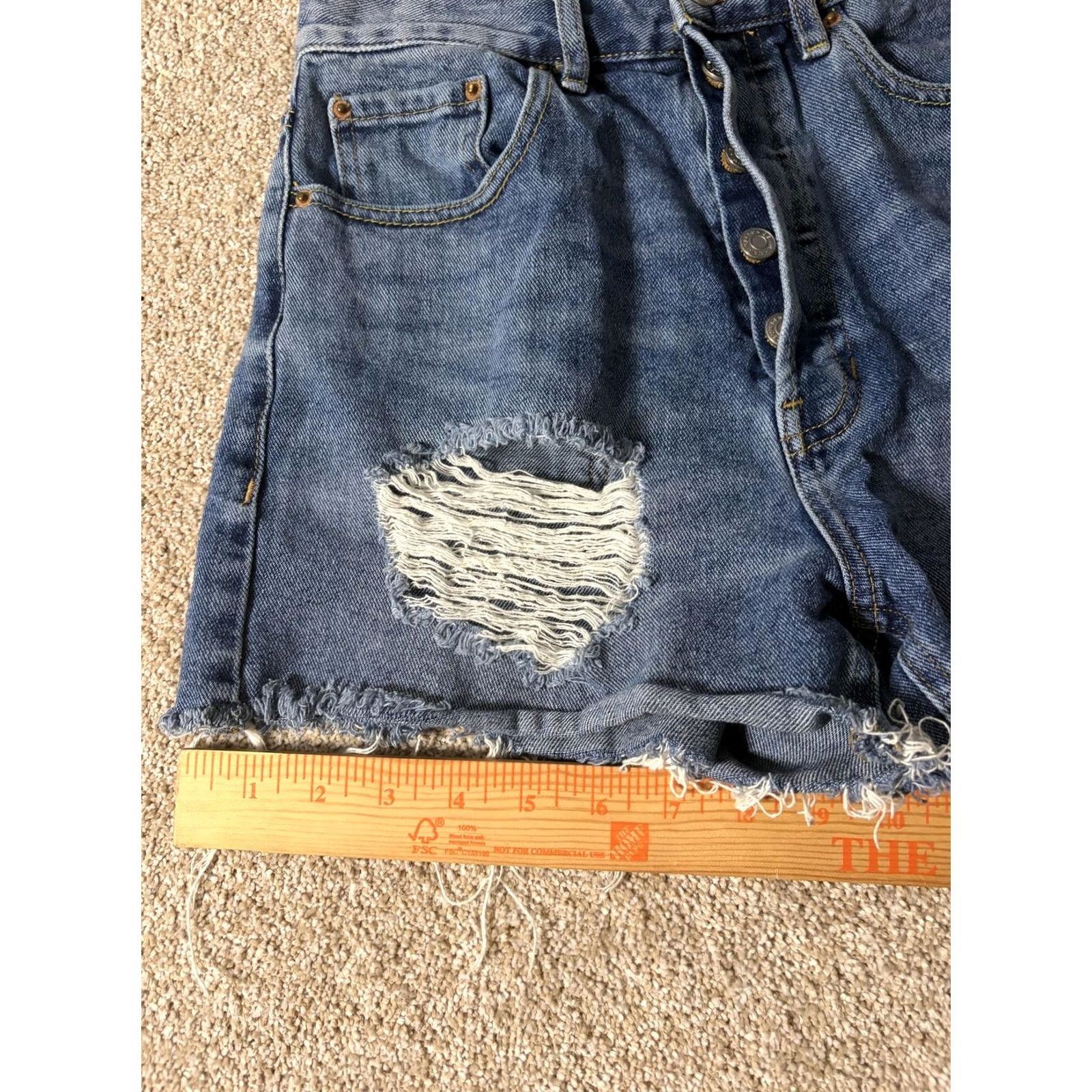 Pacsun VINTAGE PacSun Womens Shorts Blue Denim Ultra High Rise Cutoff Ripped Frayed 26 Size 26" / US 2 / IT 38 - 3 Thumbnail