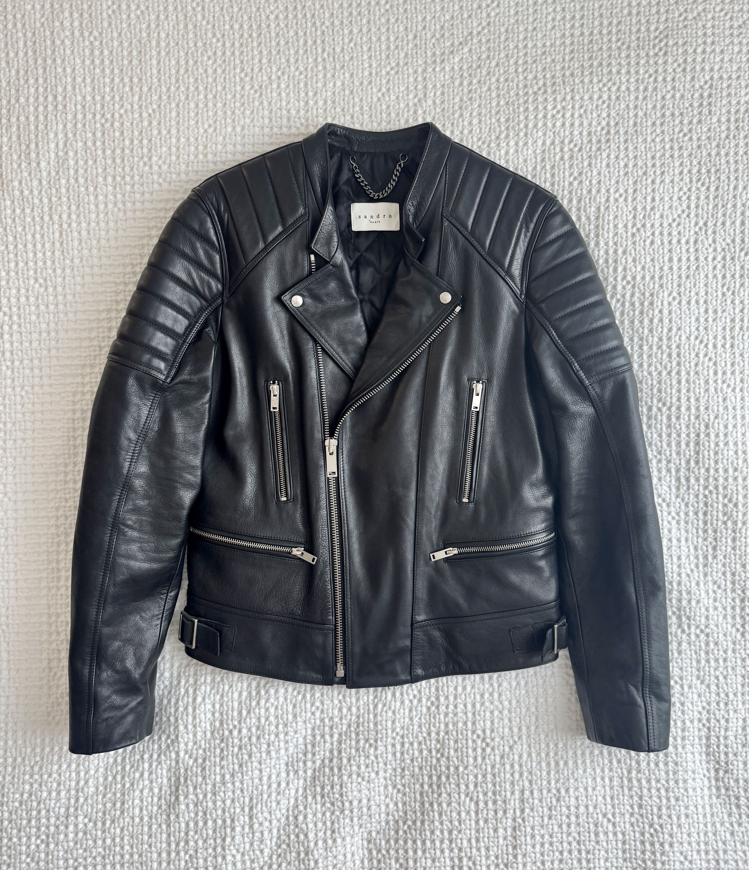 Sandro Calfskin leather Biker Jacket Size US S / EU 44-46 / 1 - 1 Thumbnail