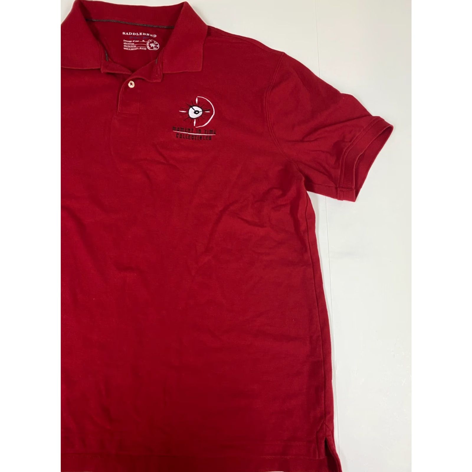 Vintage Saddlebred Polo Shirt Mens XL Red Solid Short Sleeve Collared Knit Polyester Logo Breathable Golf Vintage: No (if allowed) Size US XL / EU 56 / 4 - 2 Thumbnail