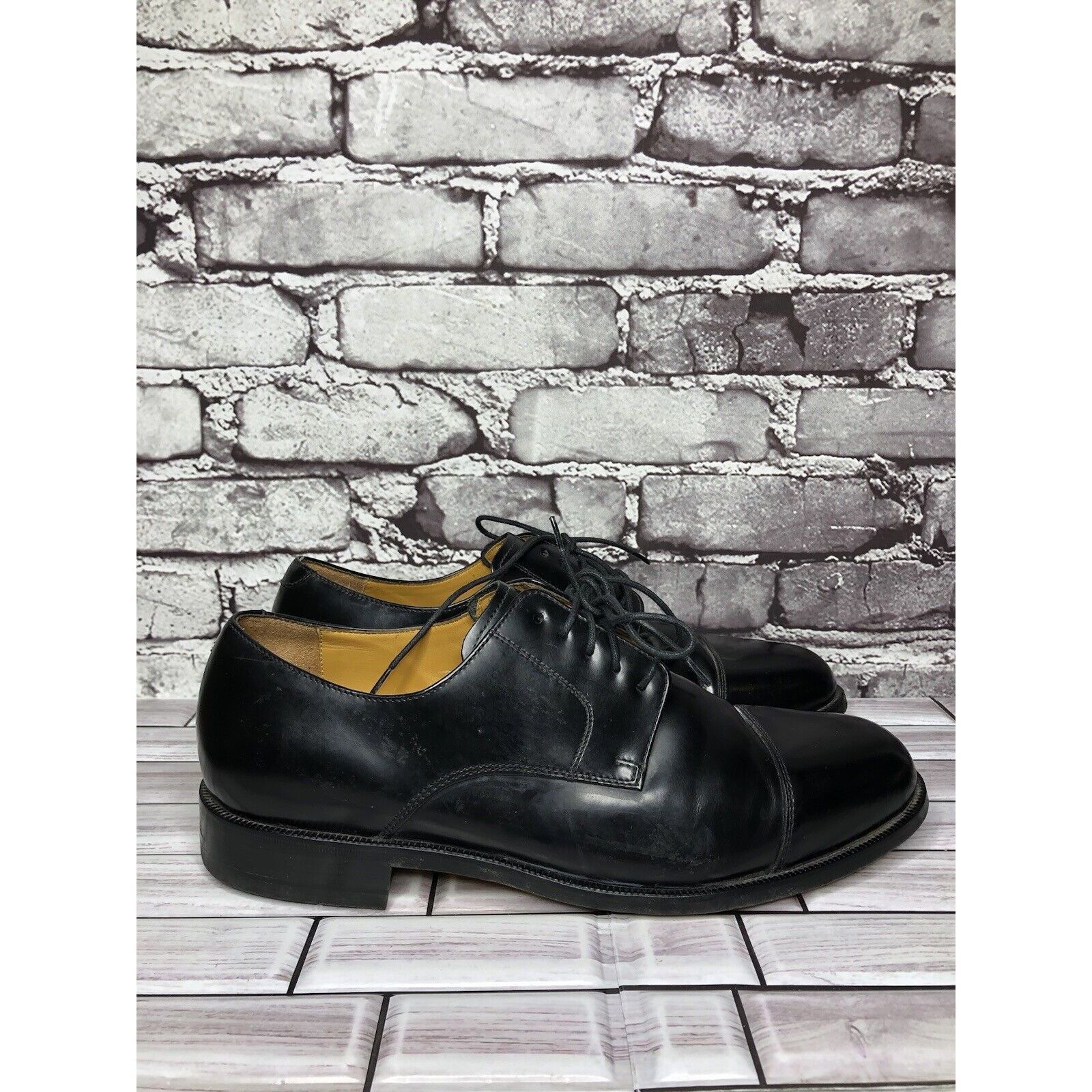 Cole Haan Cole Haan Air Black Leather Cap Toe Oxfords Lace Up Dress Sh Size US 11 / EU 44 - 3 Thumbnail