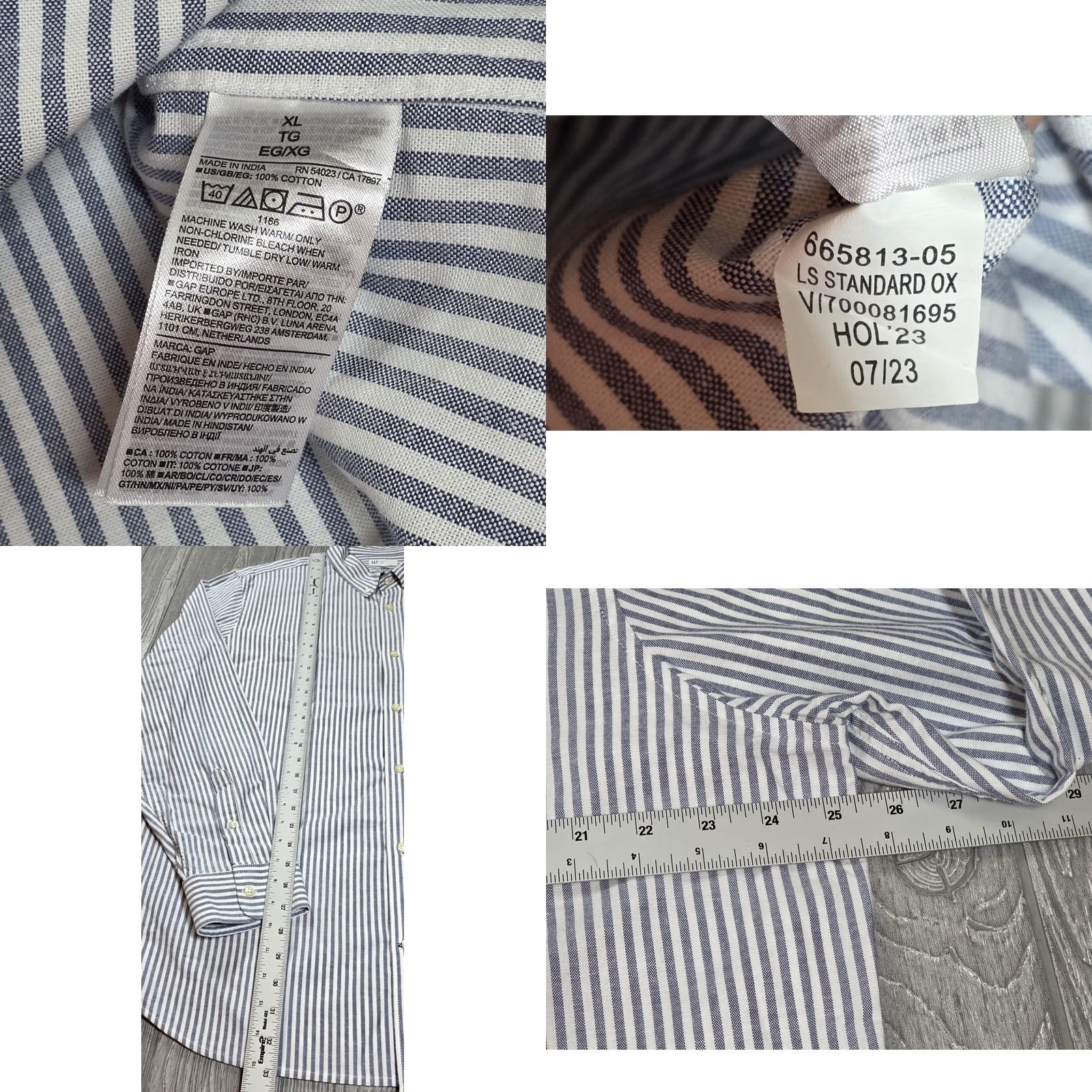 Gap Gap Oxford Button-Up Shirt Long Sleeve Gray White Stripe Mens XL Size US XL / EU 56 / 4 - 8 Thumbnail