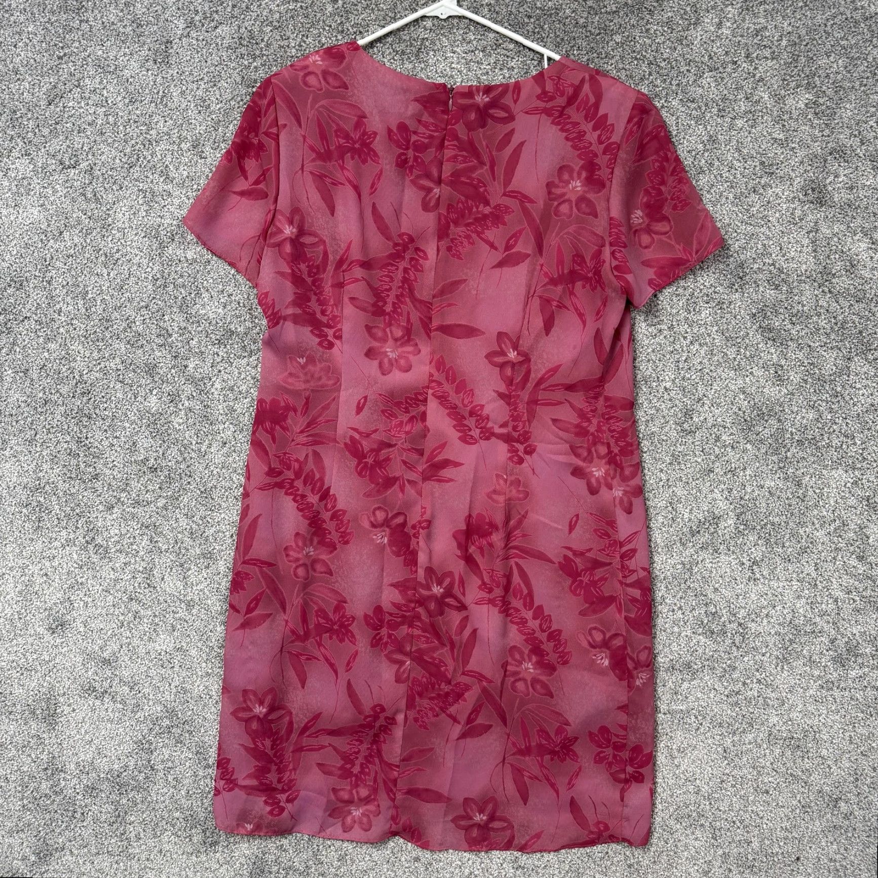 Pinko VINTAGE Helen Blake Dress 12P Pink Floral Chiffon Shift Knee Length 90s Retro Cottagecore Womens Size XL / US 12-14 / IT 48-50 - 6 Thumbnail