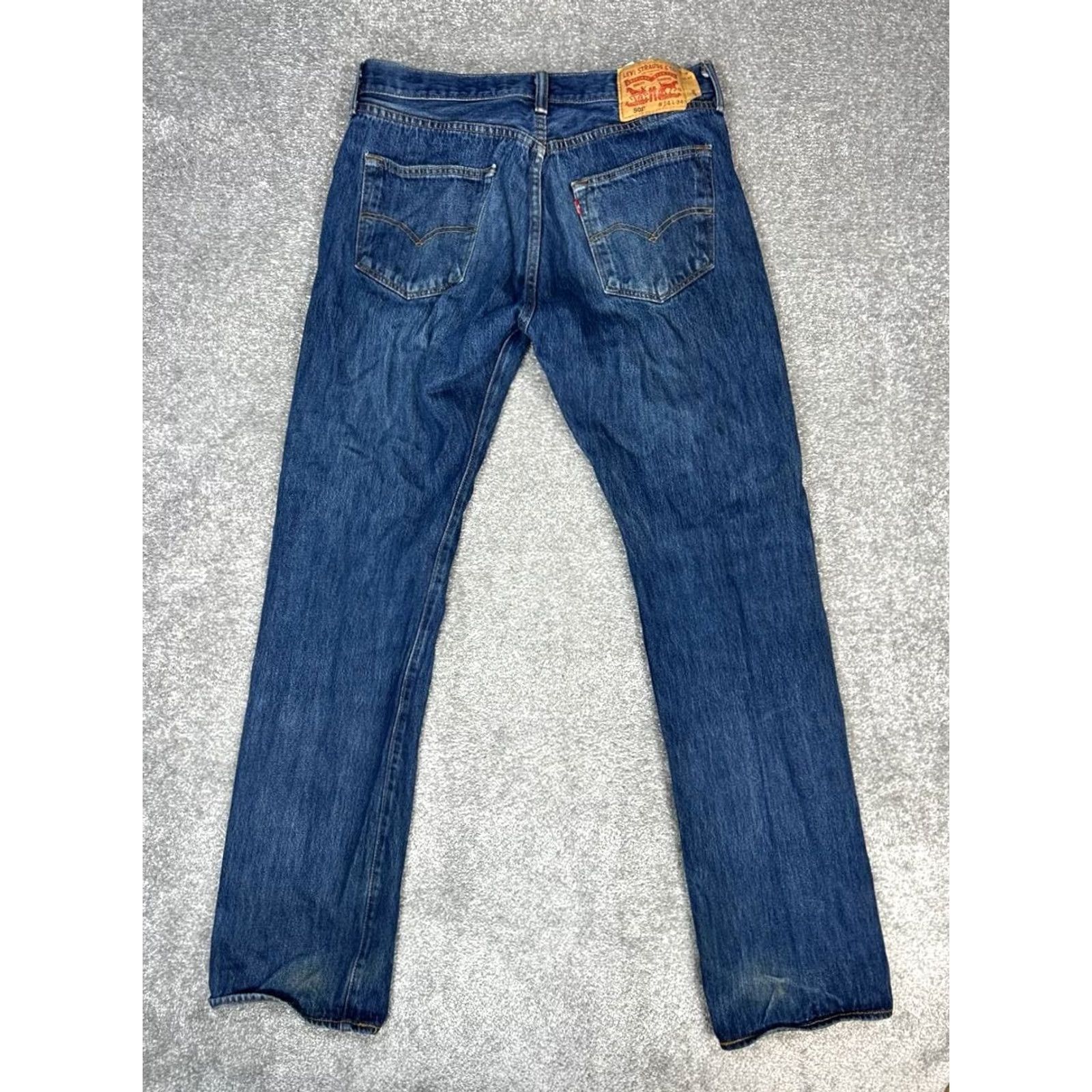 Levi's Levi's 501 Jeans Men 34 Blue Denim Cotton Mid Rise Medium Wash Straight Leg 32x33 Jeans Regular Mens Size US 34 / EU 50 - 2 Thumbnail