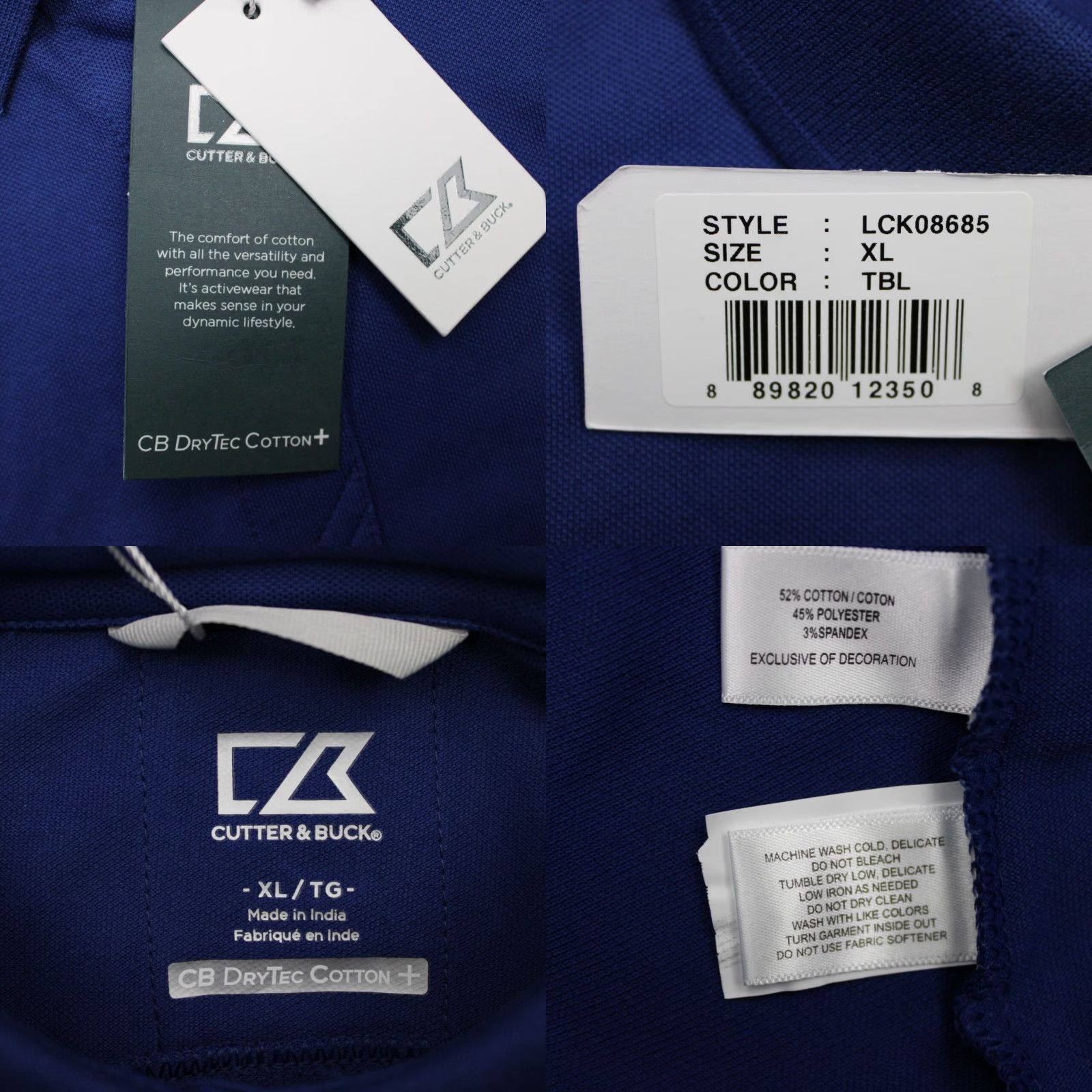 Cutter & Buck Cutter & Buck Polo Shirt Womens XL Blue NWT CB DryTec Cotton+ S/S Pullover Polo Size XL / US 12-14 / IT 48-50 - 8 Thumbnail