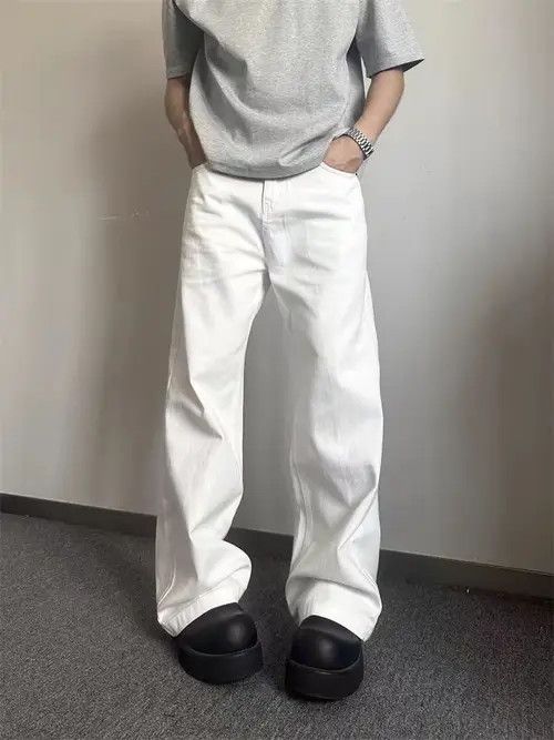 Jean High Street White Wide Leg Straight Leg Casual Jeans Size US 30 / EU 46 - 8 Thumbnail