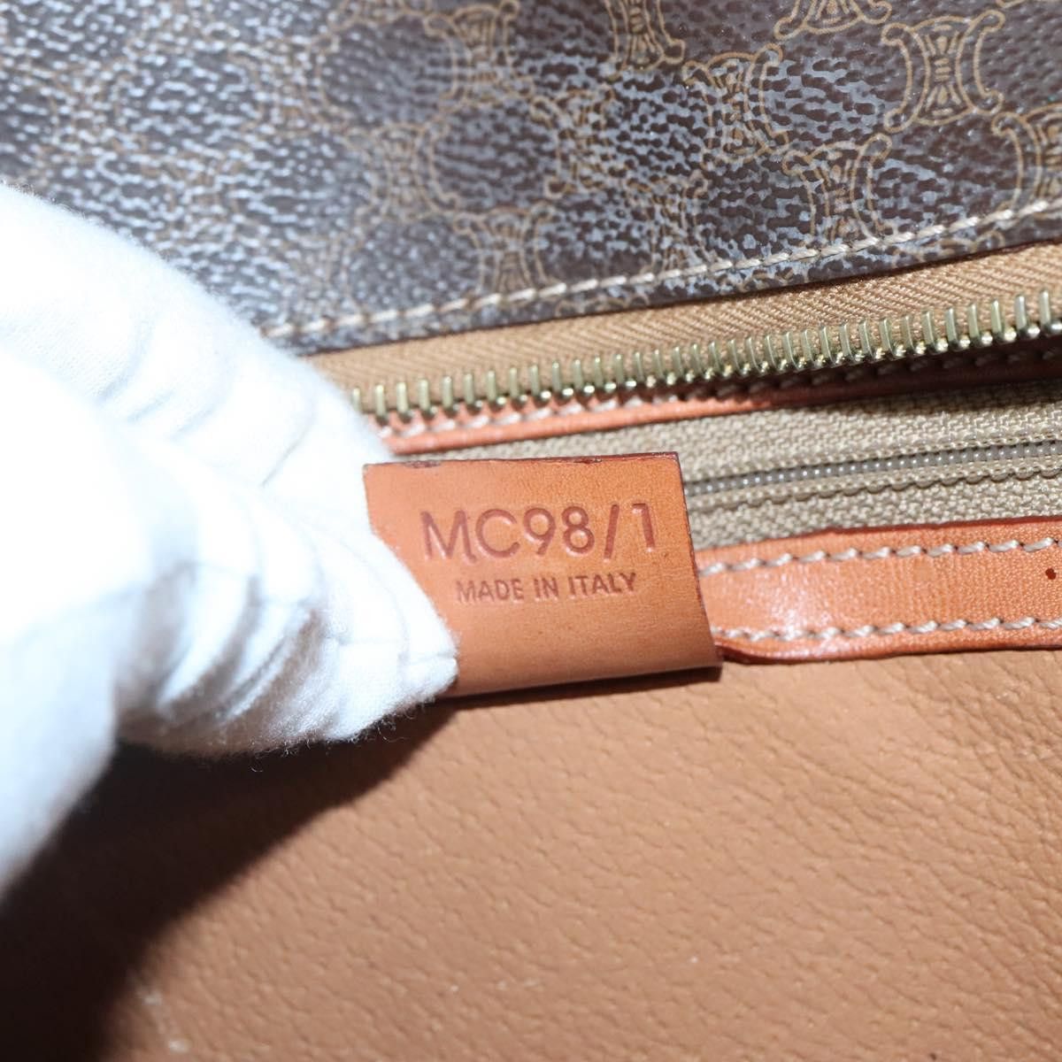 Celine CELINE Macadam Canvas Hand Bag Pvc Leather Brown Gold Size ONE SIZE - 13 Thumbnail