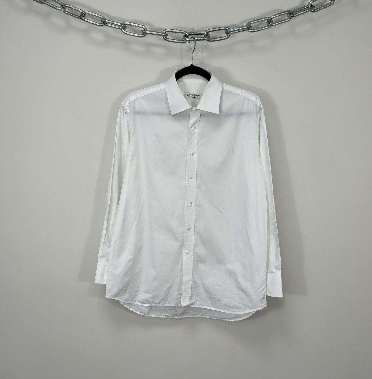 Vintage × Ysl Pour Homme × Yves Saint Laurent Vintage Yves Saint Laurent  Logo White Luxury Shirt | Grailed