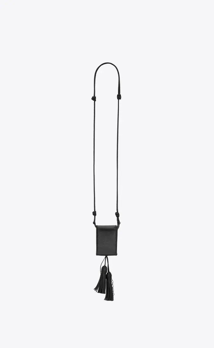 Saint Laurent Paris o1bcso1str1224 Size: OS/Long Tassel Bag Necklace in Black Size ONE SIZE - 4 Thumbnail