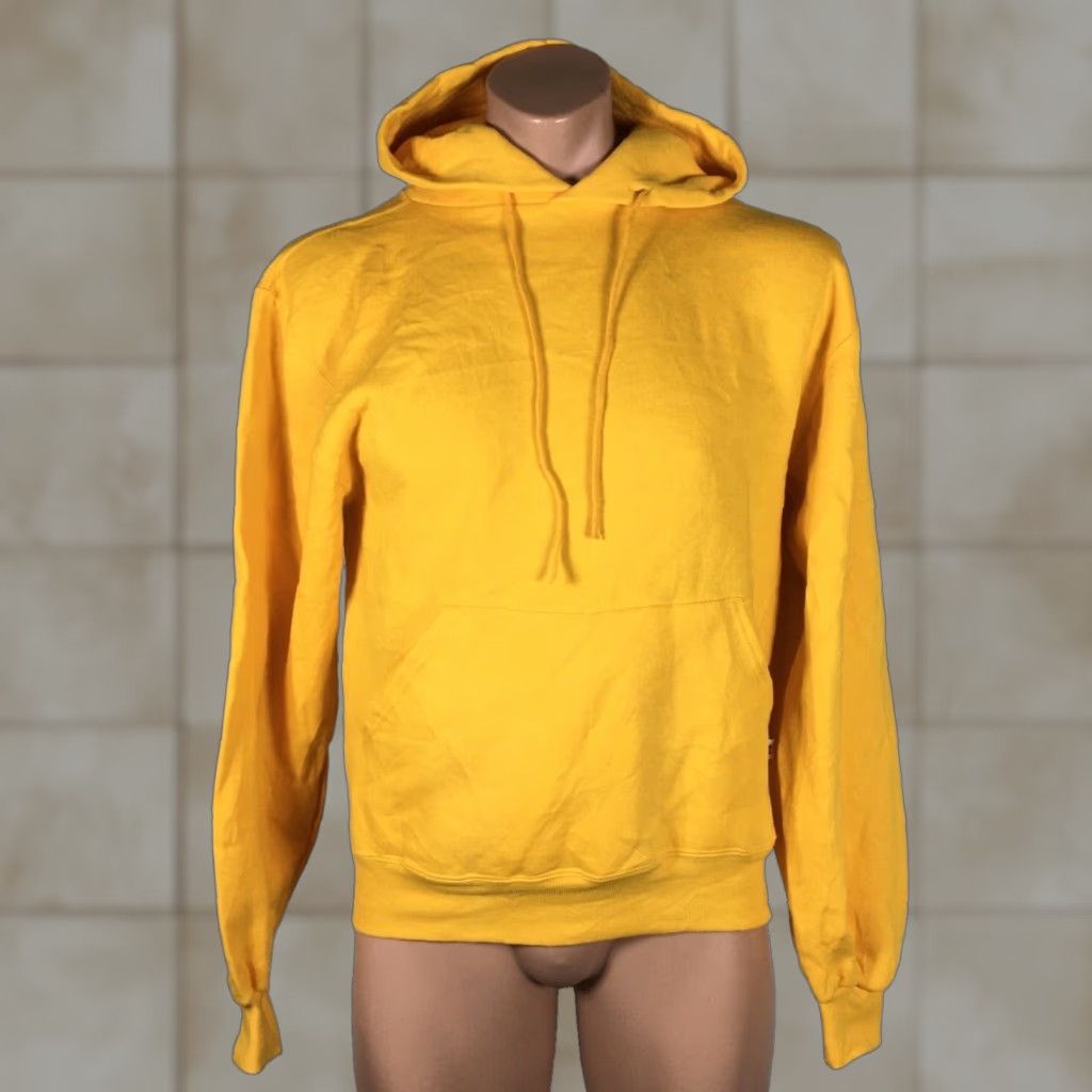 VINTAGE Russell Athletic Hoodie Sweatshirt 90s Yellow Sz S Mens