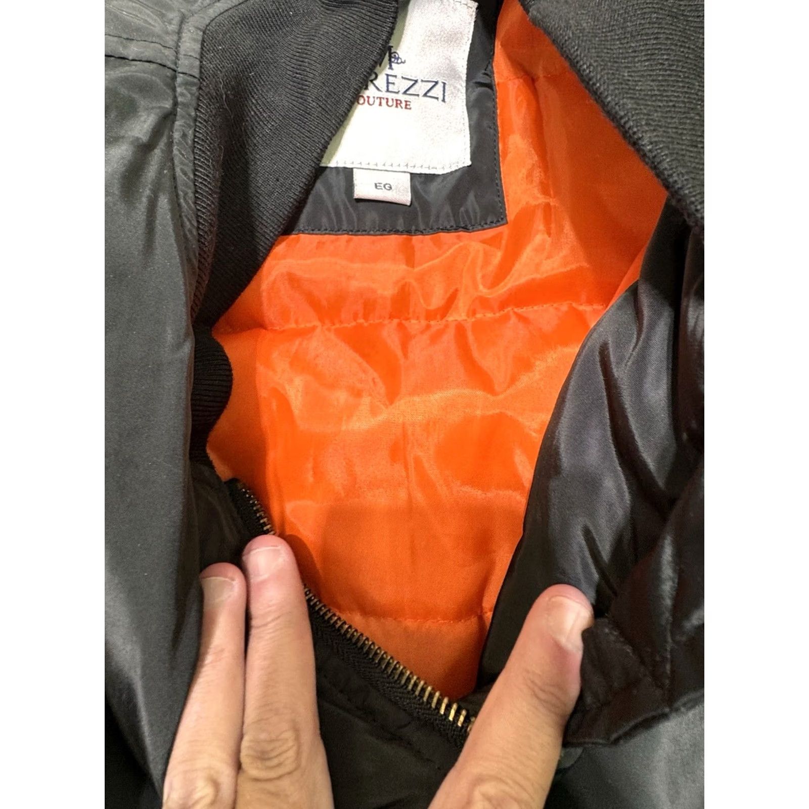 Vintage MAREZZI COUTURE Jacket XL Black Bomber Style Gold Full Zip Orange Interi Size XL / US 12-14 / IT 48-50 - 5 Thumbnail
