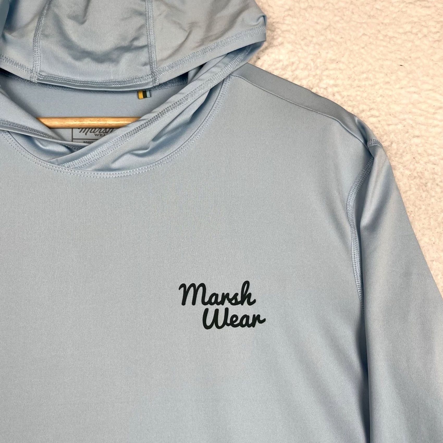 Vintage Marsh Wear Tropics Tech Hoodie Mens Large Blue Performance Fish Stretch UPF40 Size US L / EU 52-54 / 3 - 2 Thumbnail