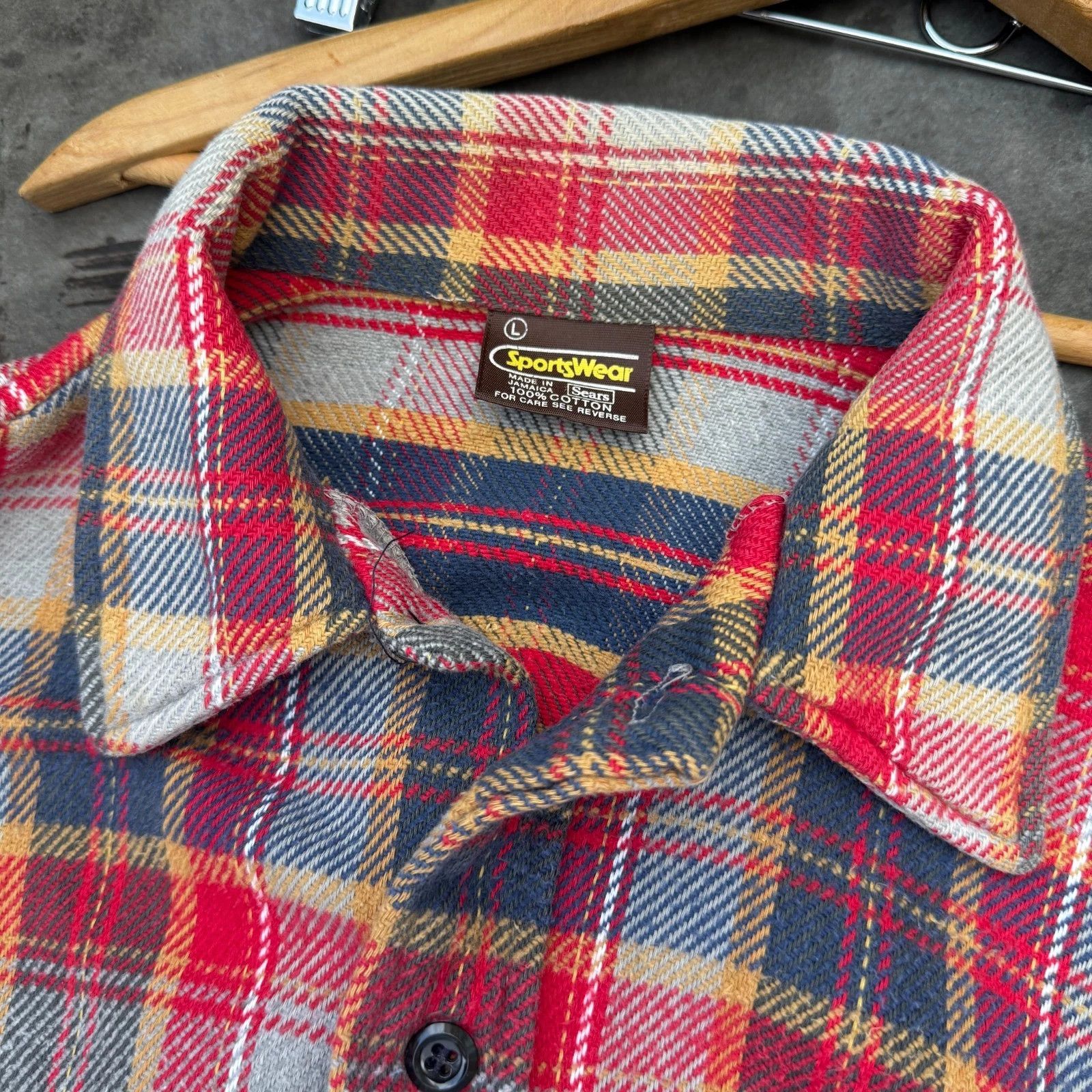 Other Sears Sportswear 1970s Heavy Cotton Plaid Flannel Shirt Size US L / EU 52-54 / 3 - 4 Thumbnail