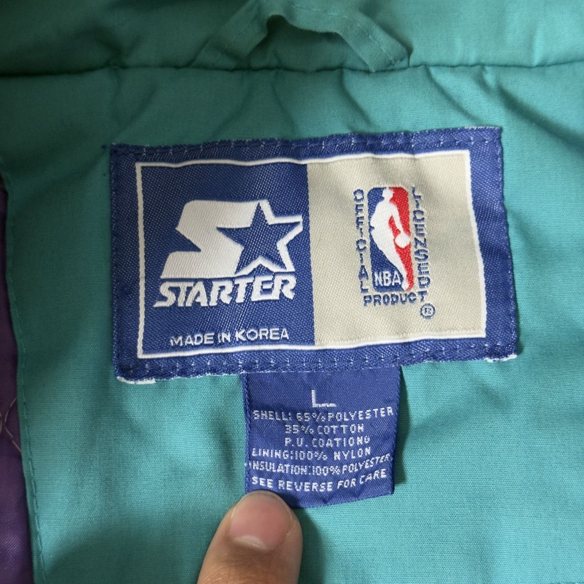 Starter Vintage 90s Jcole Charlotte Hornets Starter Jacket Size US L / EU 52-54 / 3 - 3 Thumbnail