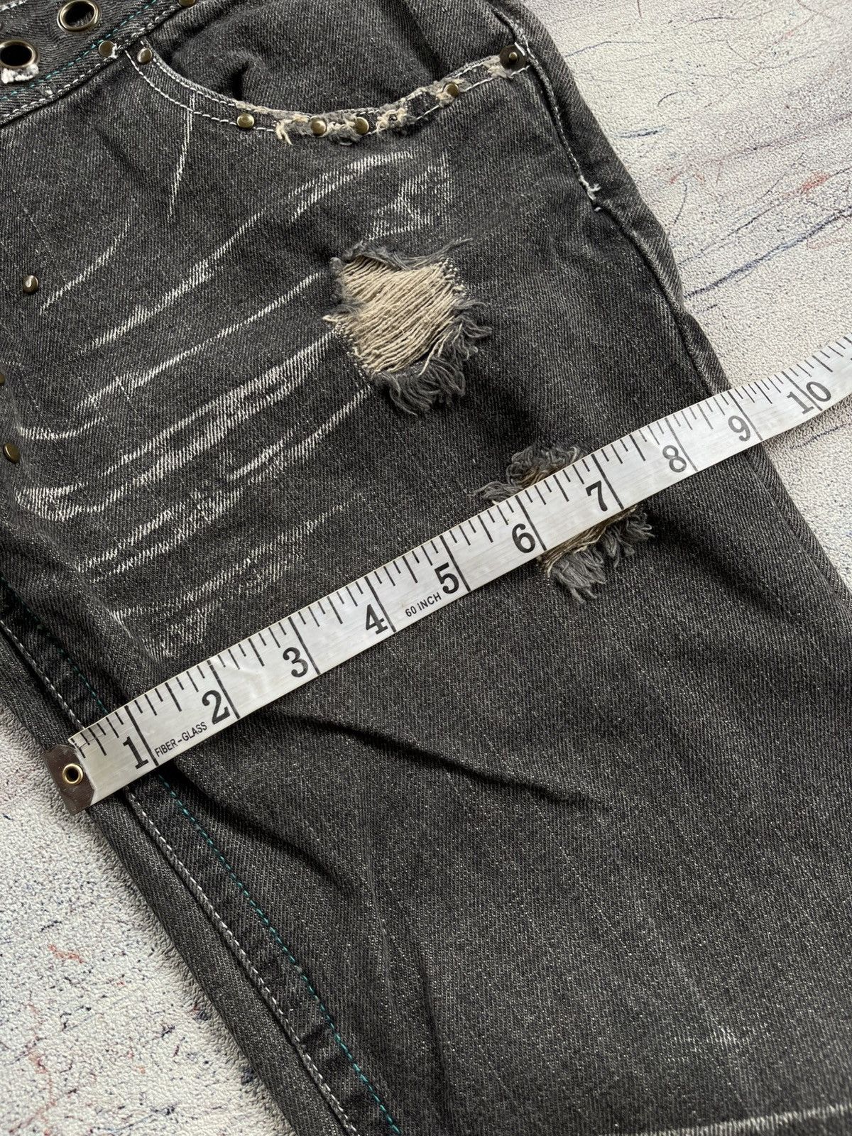 Tornado Mart Distressed Lowbox Double Waist Lace Up Flared Jeans Size US 30 / EU 46 - 12 Thumbnail