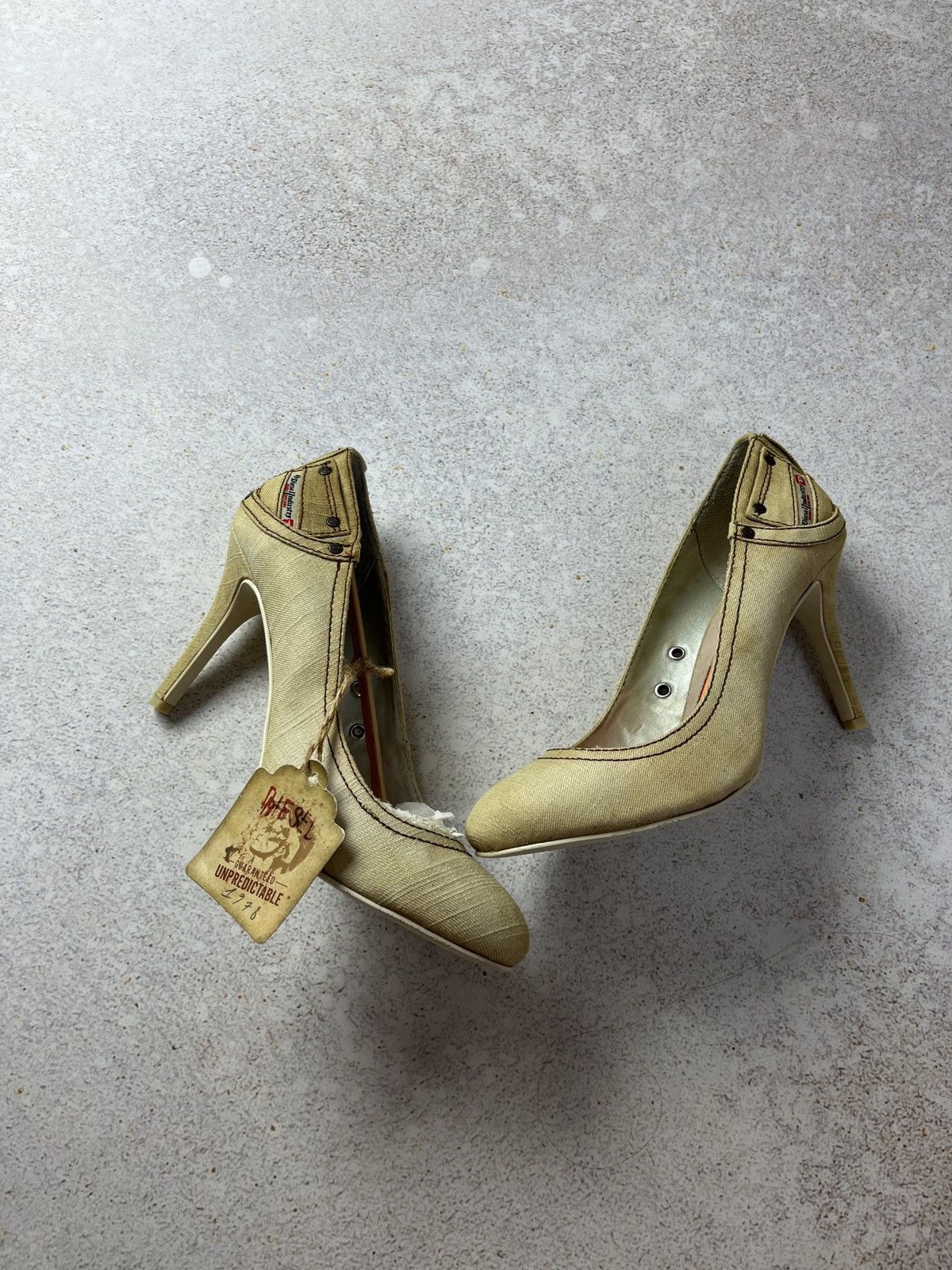 Diesel Vintage DIESEL Jeans Denim Heels Beige Rare 2000s Size US 8 / IT 38 - 1 Thumbnail