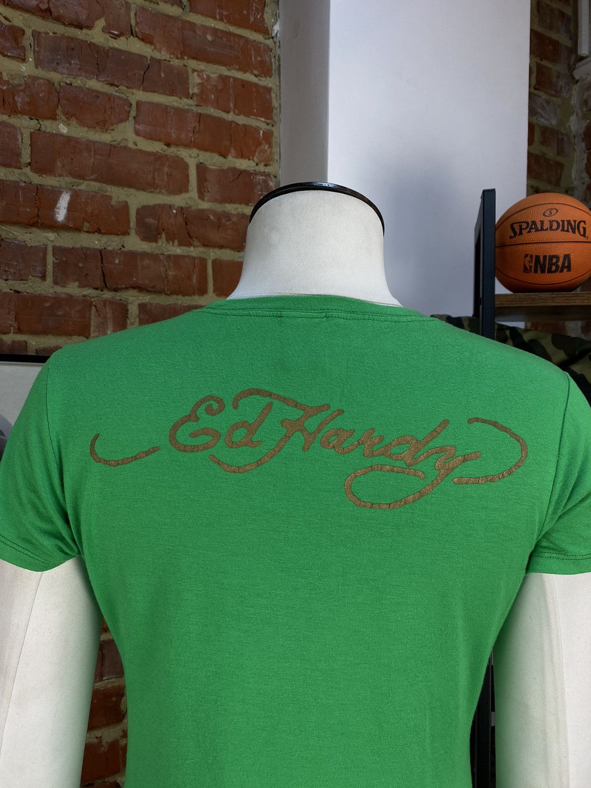 Christian Audigier × Ed Hardy Ed Hardy By Christian Audigier Womens Green T-Shirt Size S / US 4 / IT 40 - 11 Thumbnail