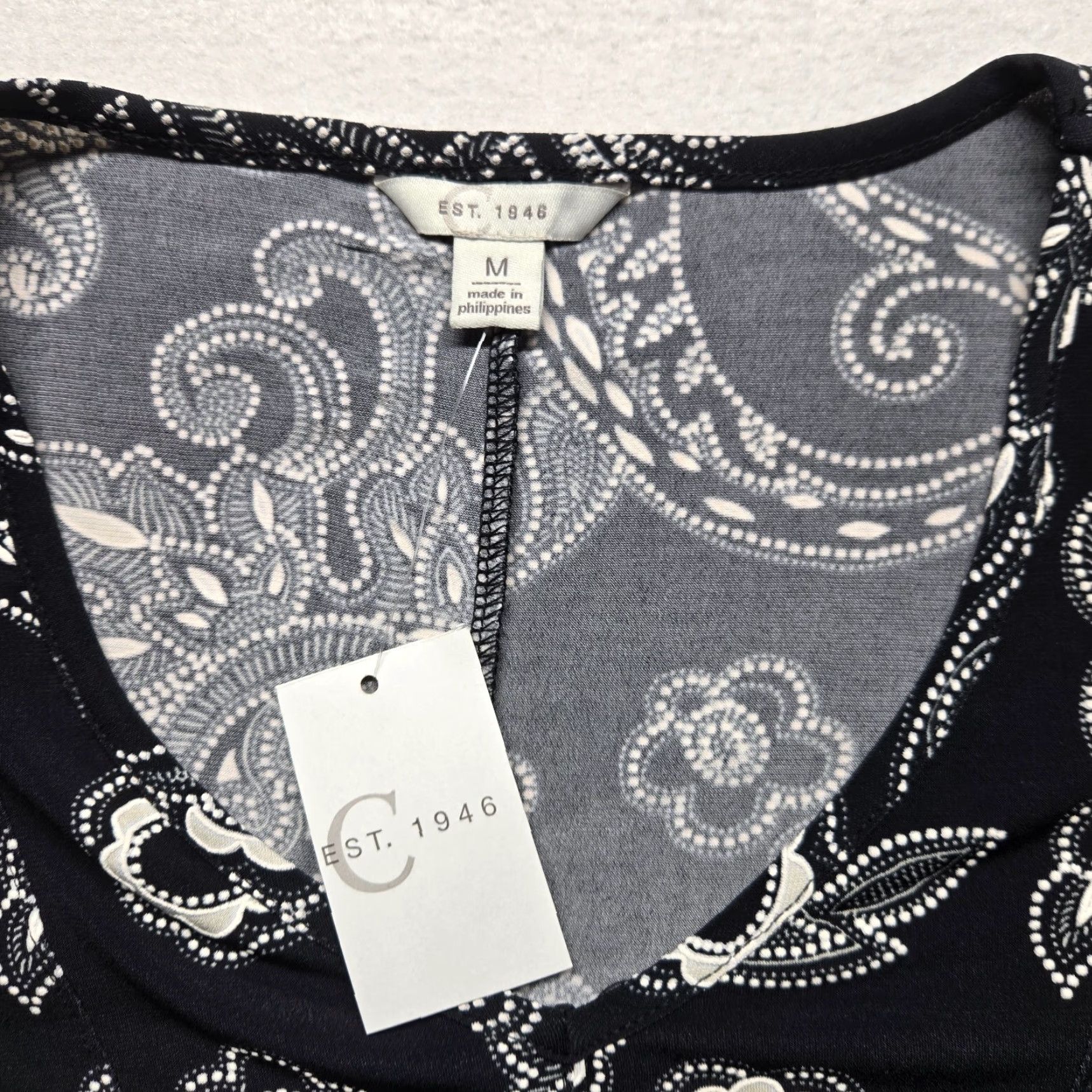 Vintage VINTAGE Cato Women's Blouse Shirt Medium Black Paisley 1940s 40s Retro Size M / US 6-8 / IT 42-44 - 2 Thumbnail